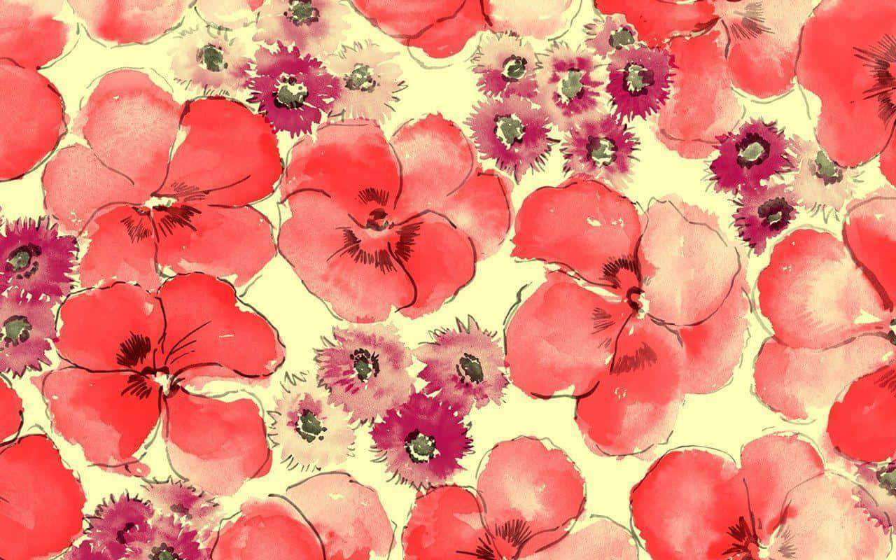 floral computer, watercolor poppies, red, HD Desktop Wallpaper