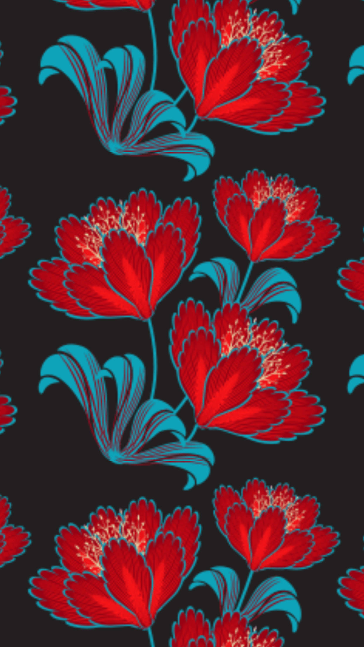 Floral iPhone, stylised red flower, vibrant red, Full HD Phone Wallpaper