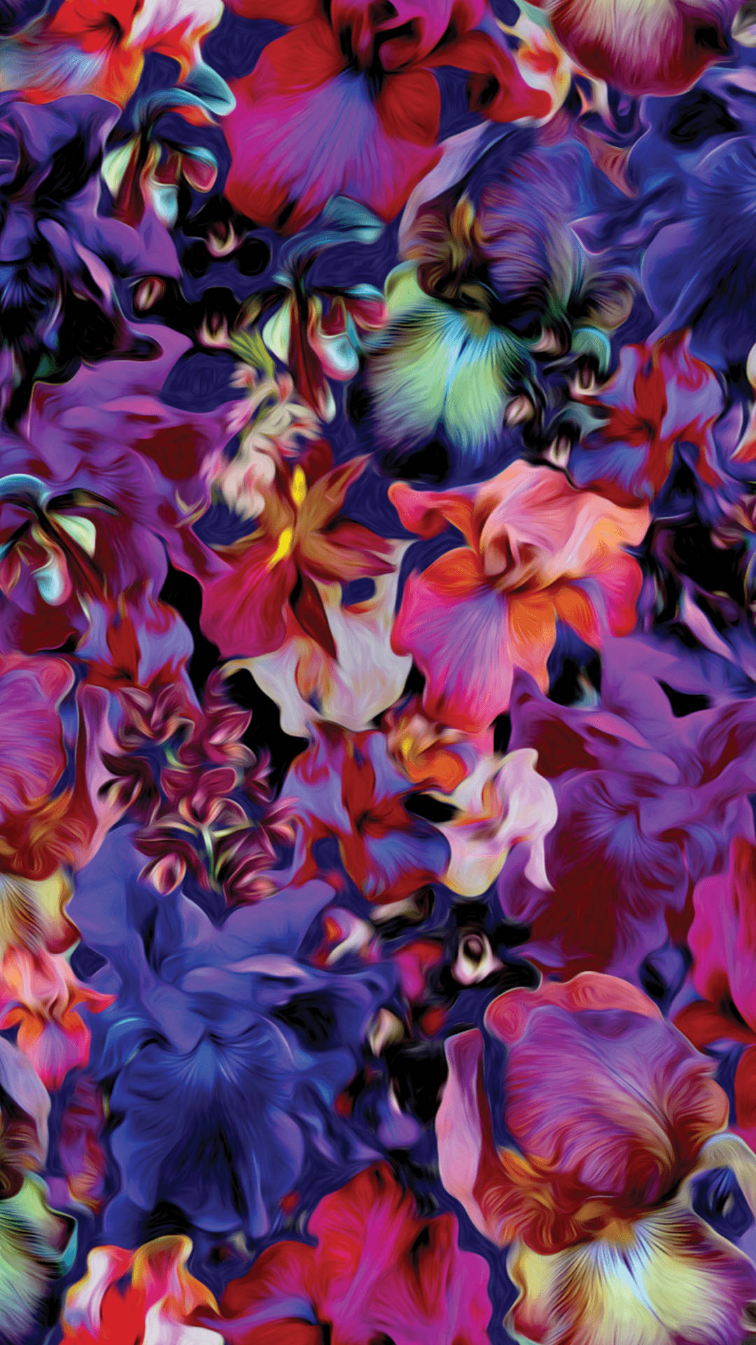 abstract floral pattern, swirling petals, electric purples, Full HD Phone Wallpaper
