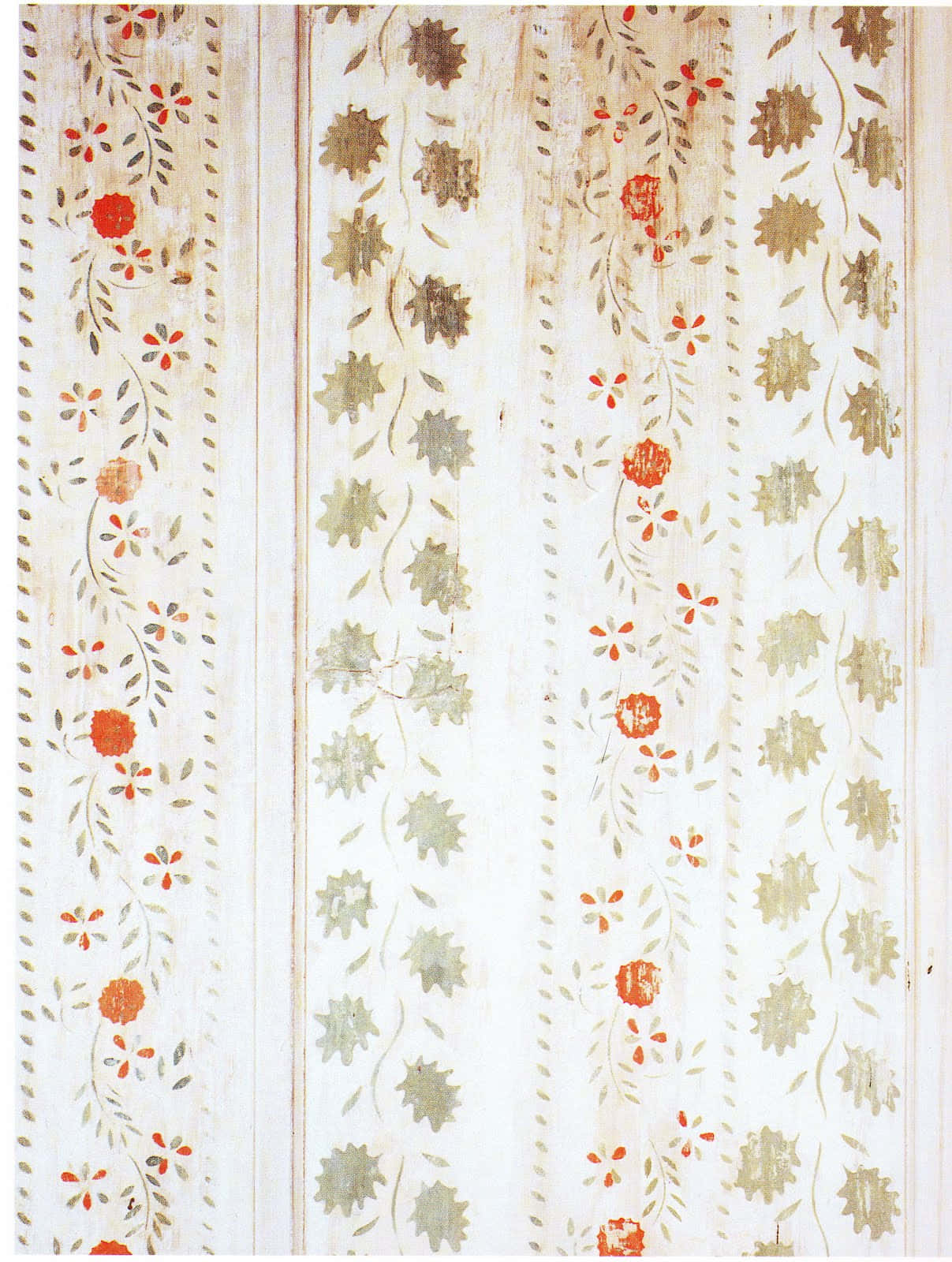 Inherent Floral Water Sequins, faded red orange, muted green, HD Phone Wallpaper