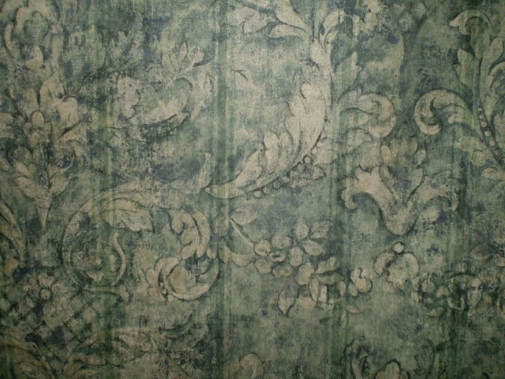 floral green distraught, vintage green, beige floral, SD Desktop Wallpaper