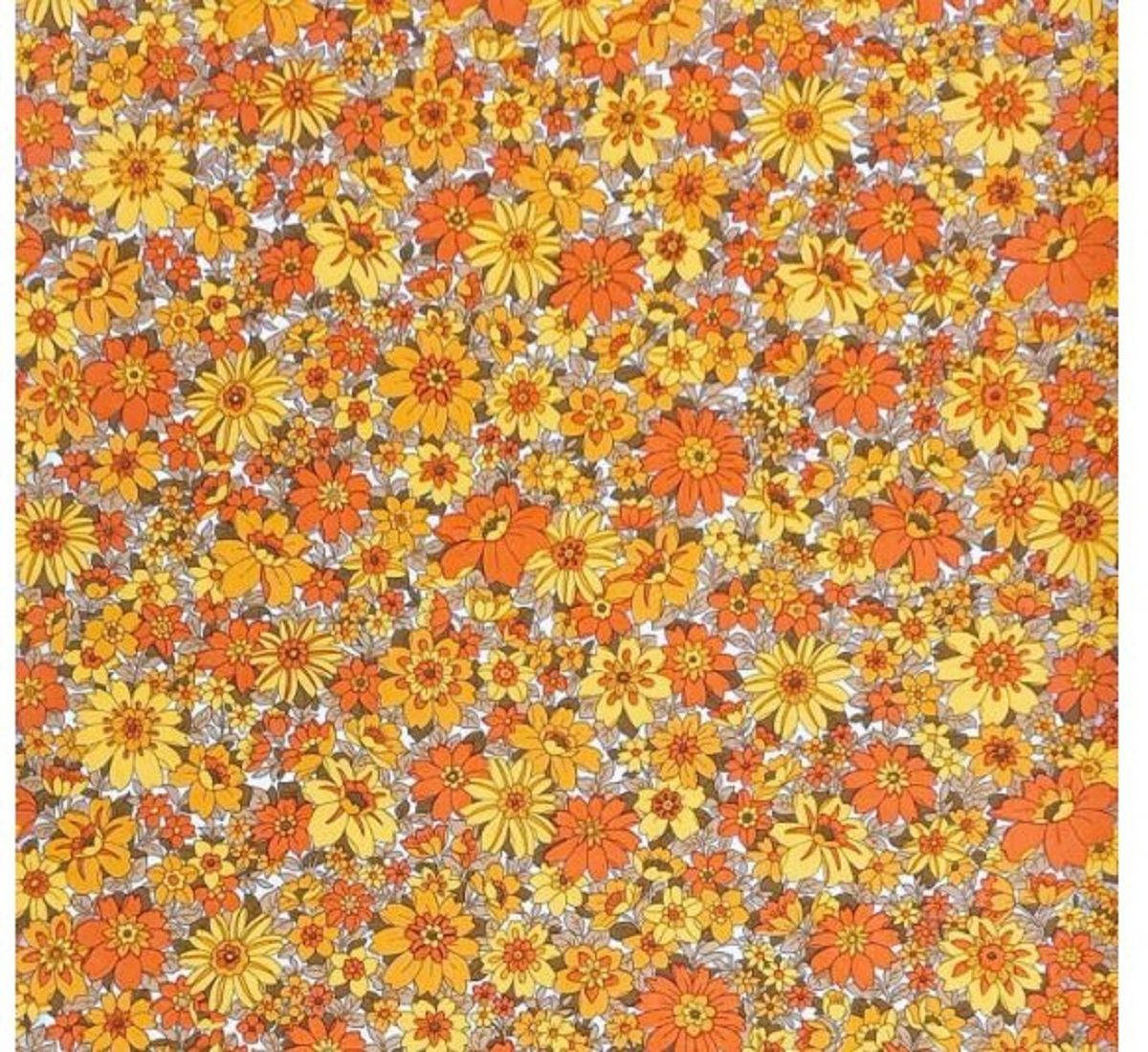 orange floral, yellow and orange floral pattern, orange yellow daisies, SD Desktop Wallpaper
