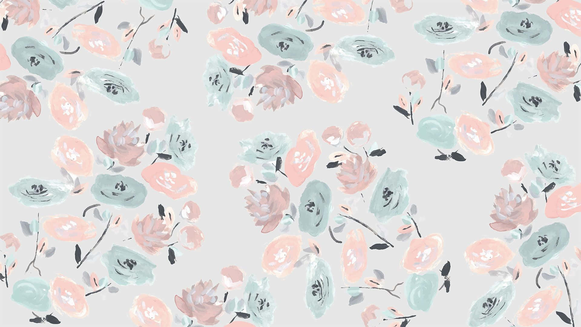 pastel pink aesthetic computer, Classic Floral Pastel Pink Aesthetic Computer, soft watercolor flowers, Full HD Desktop Wallpaper