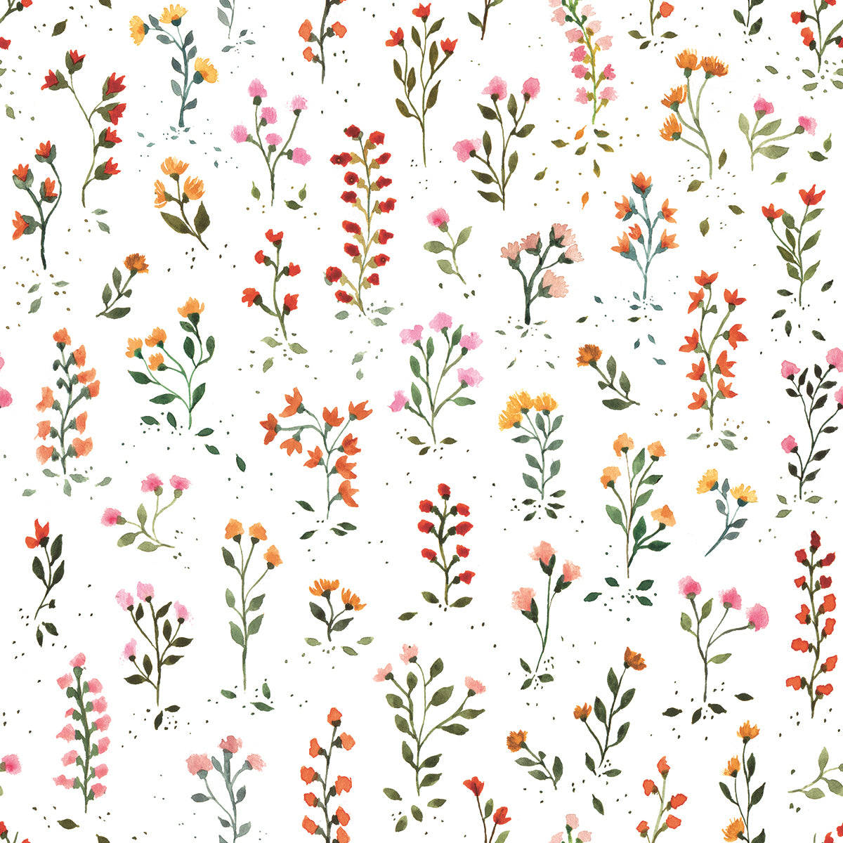 watercolor pattern, scattered wildflowers, pink, SD Desktop Wallpaper