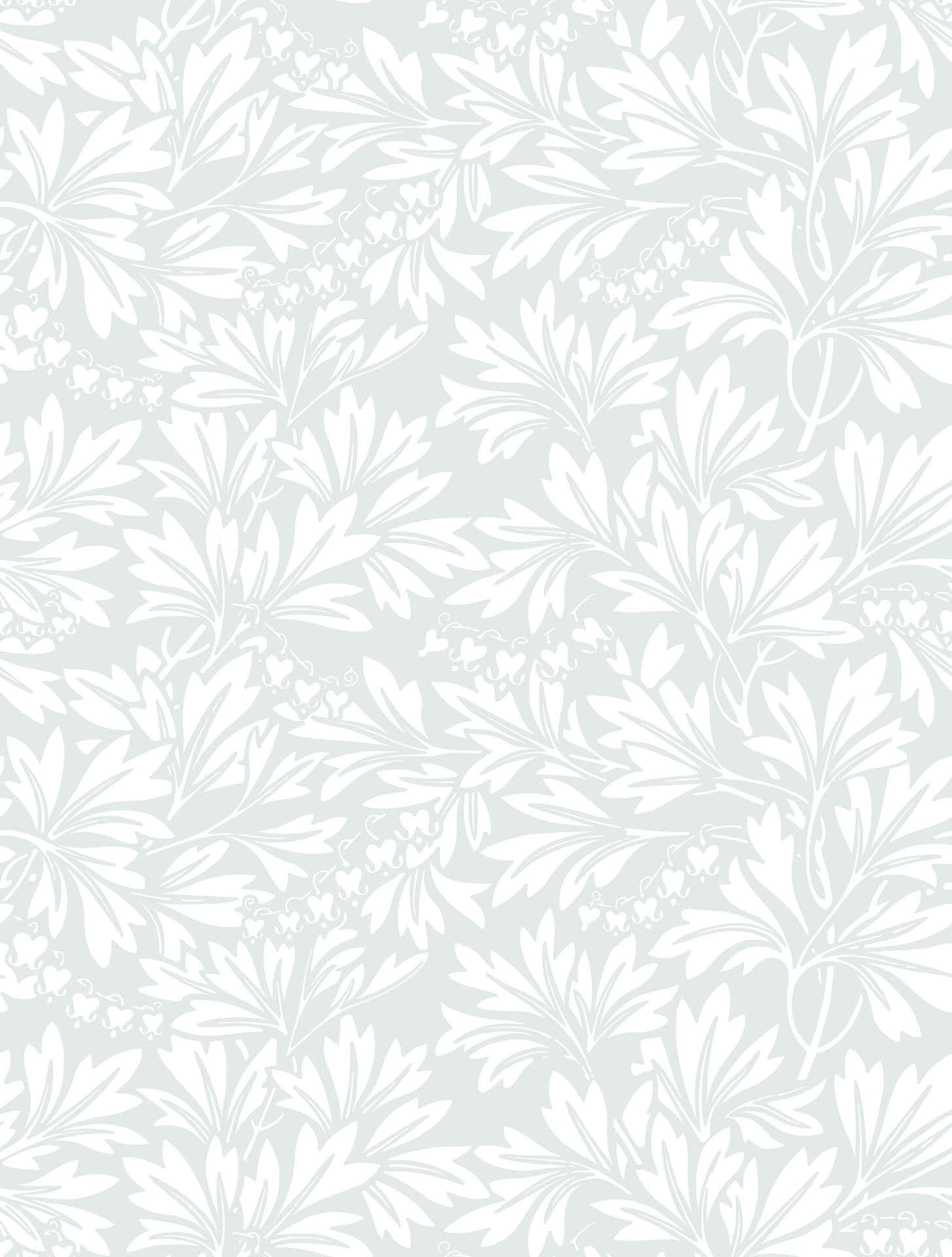 elegant conventional light gray florist shop, white leafy floral pattern, soft mint green background, Full HD Phone Wallpaper