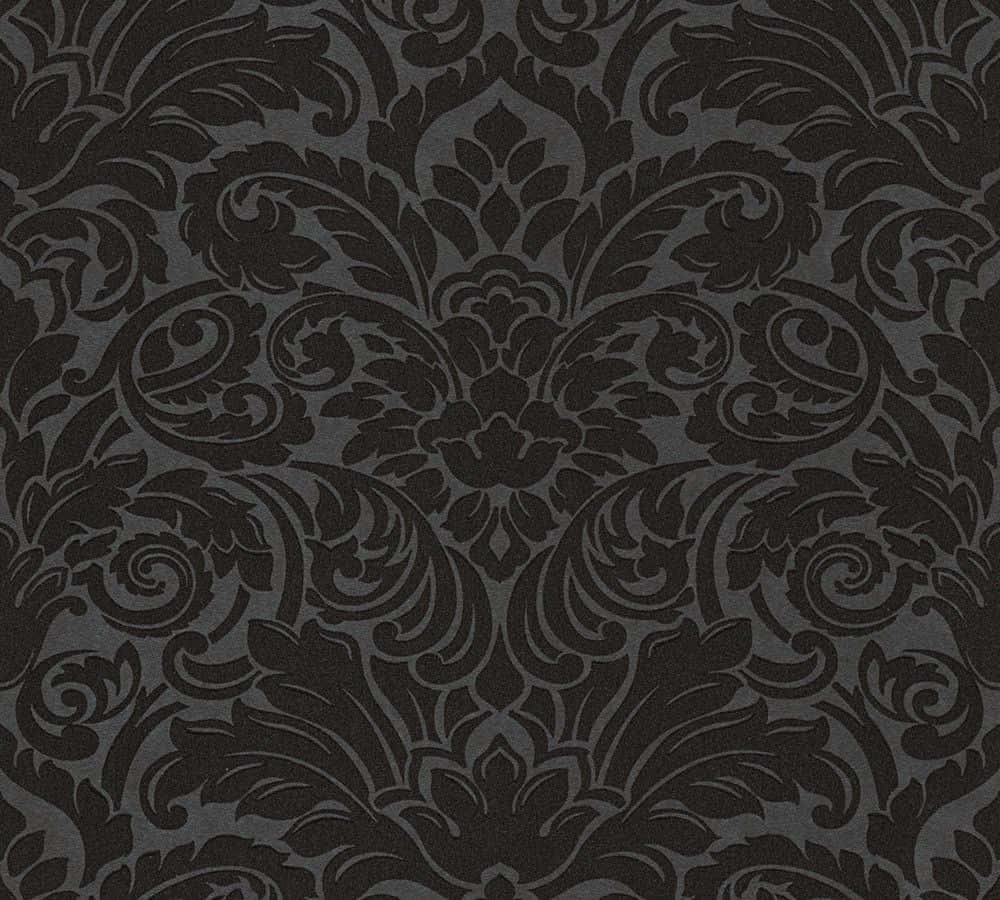 extravagant black floral detailed, dark damask wallpaper, intricate swirling floral patterns, SD Desktop Wallpaper
