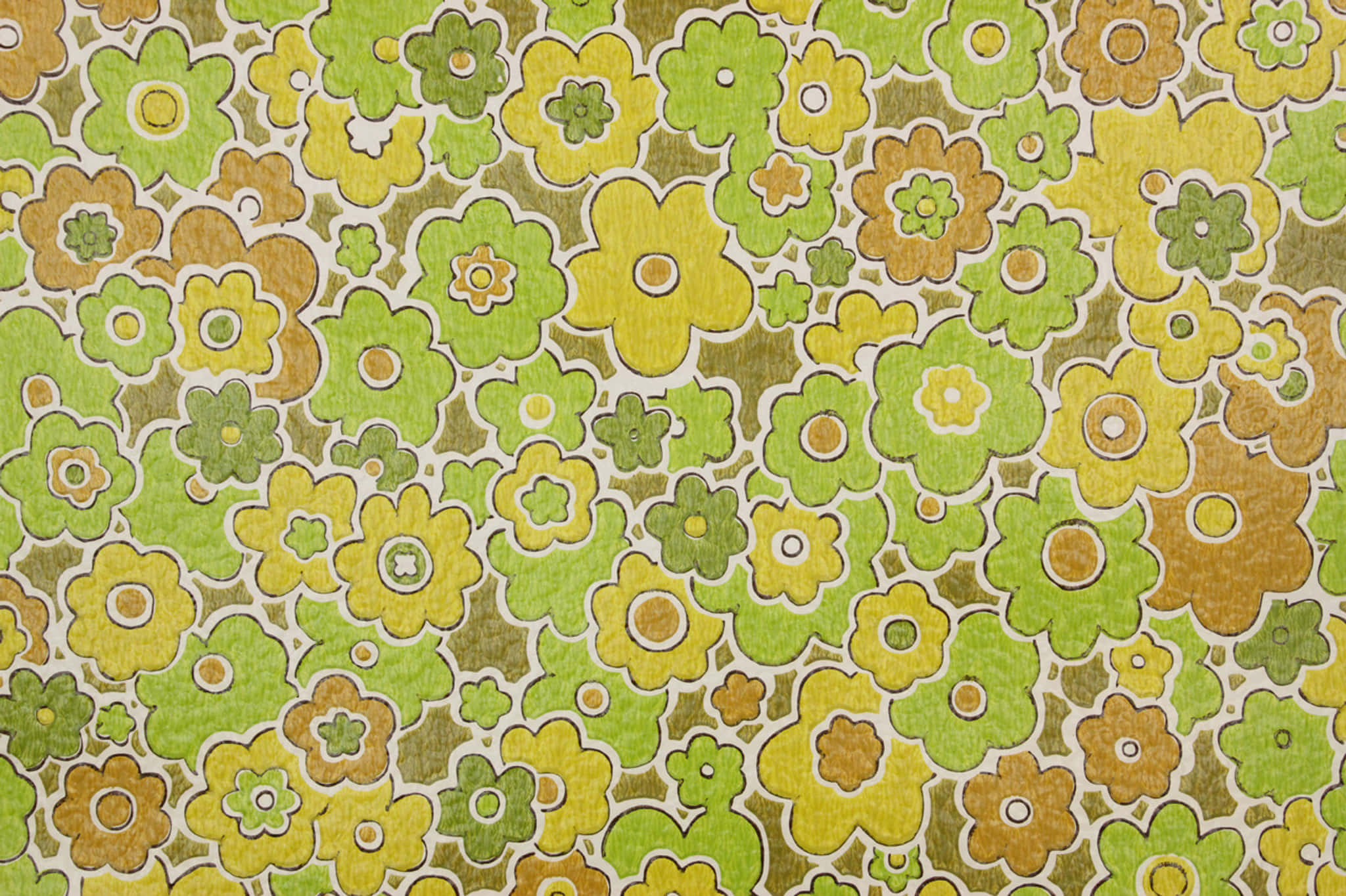 green, brown, floral pattern, Full HD Desktop Wallpaper