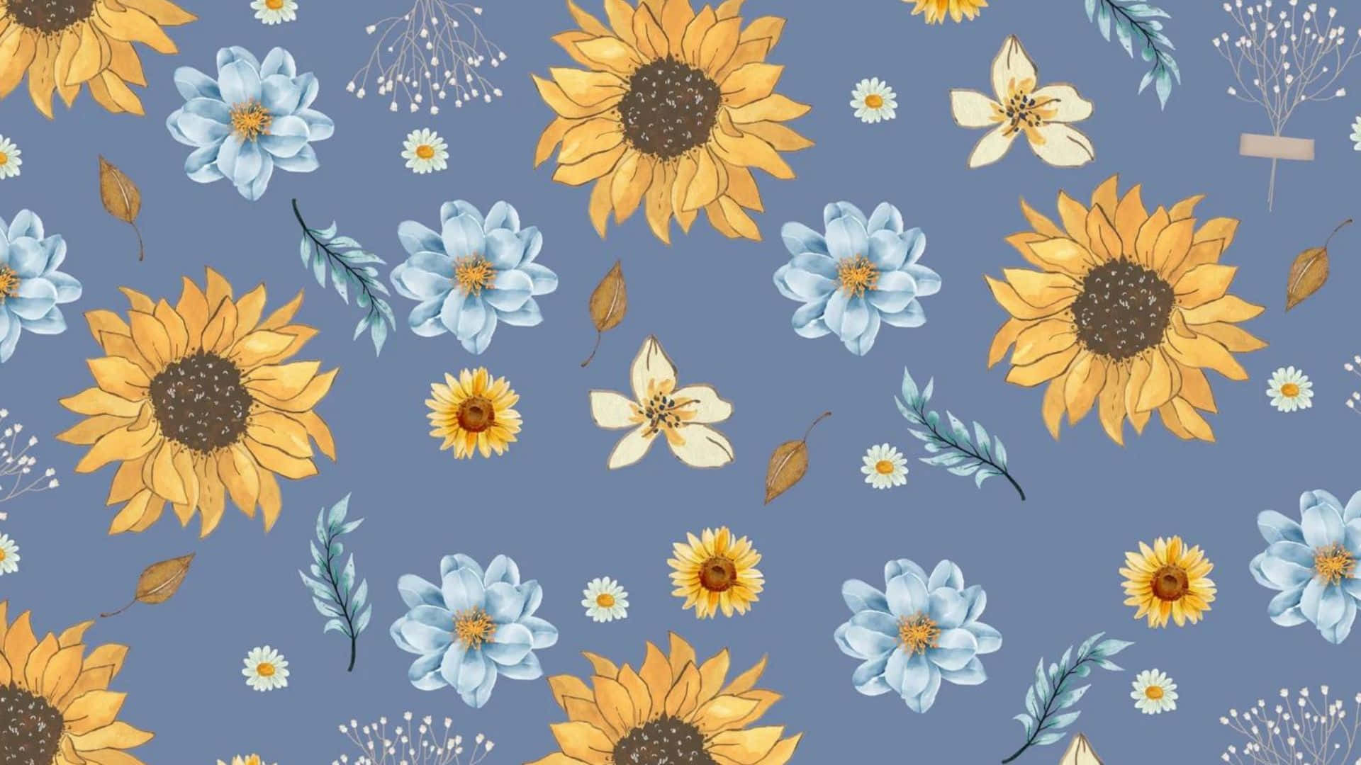 floral print, sunflowers, daisies, Full HD Desktop Wallpaper