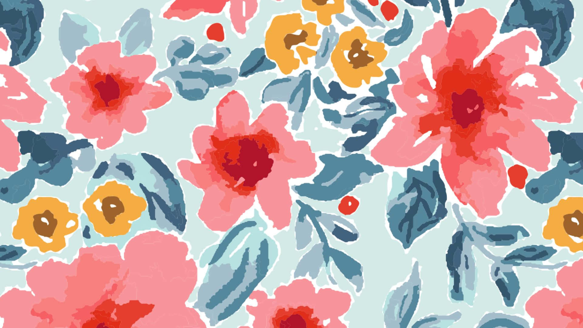 floral print, pink, yellow, Full HD Desktop Wallpaper