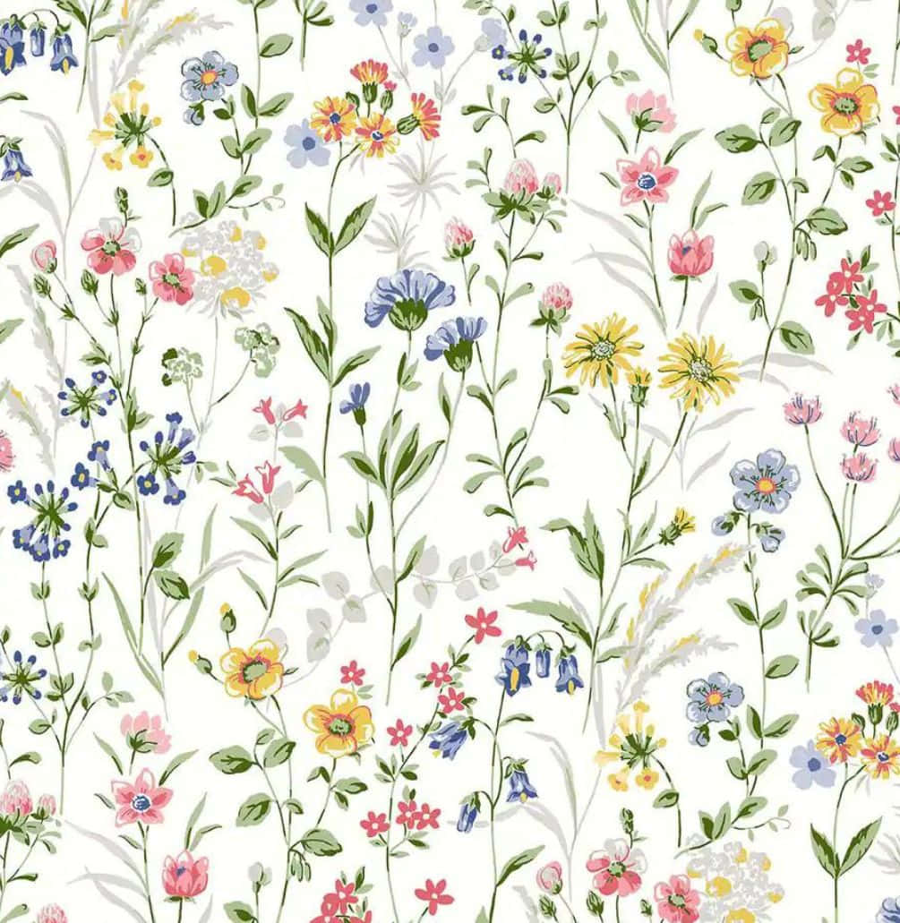 floral print, pink, yellow, SD Phone Wallpaper