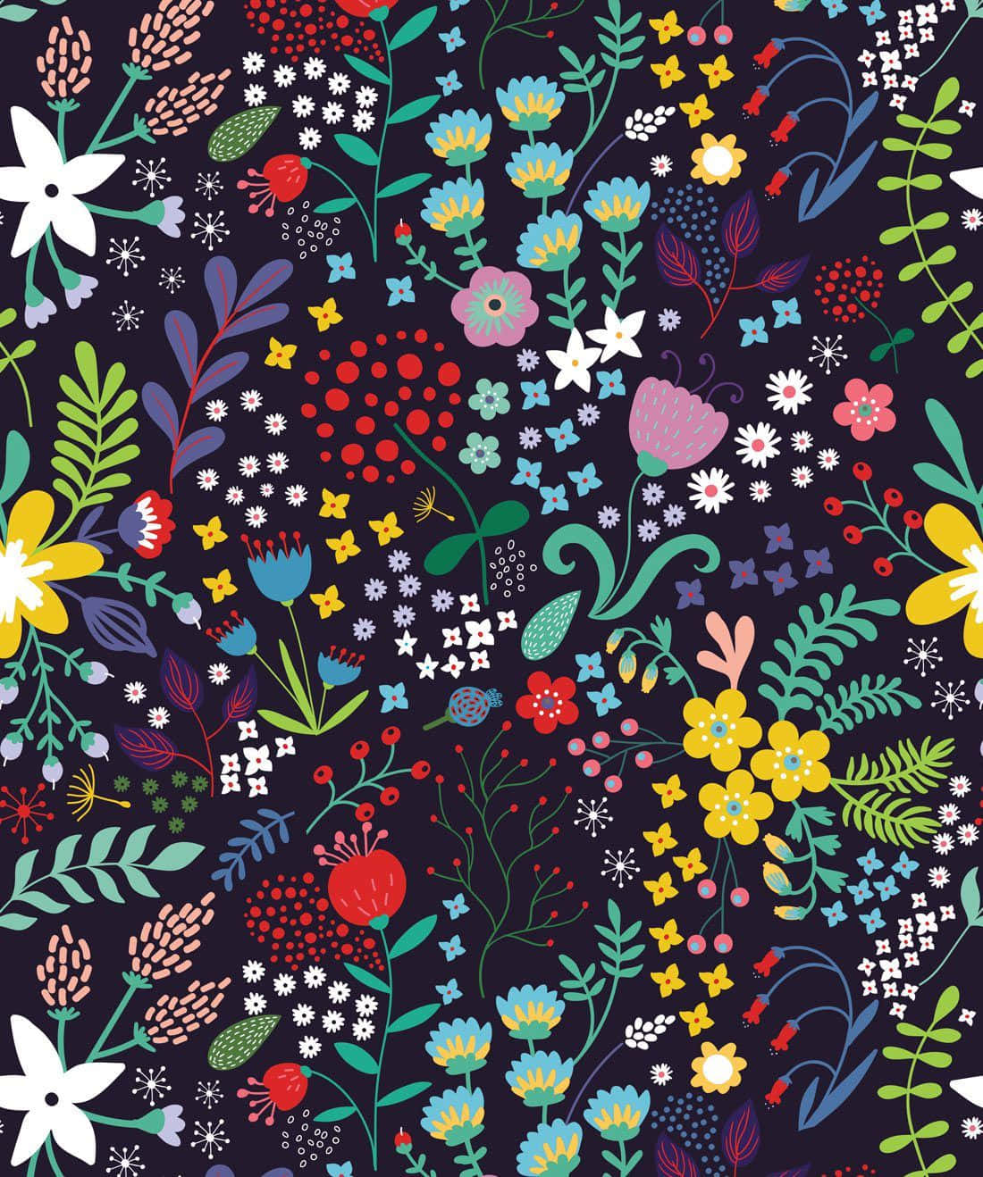floral print, colorful floral print, vibrant stylized flowers, HD Phone Wallpaper