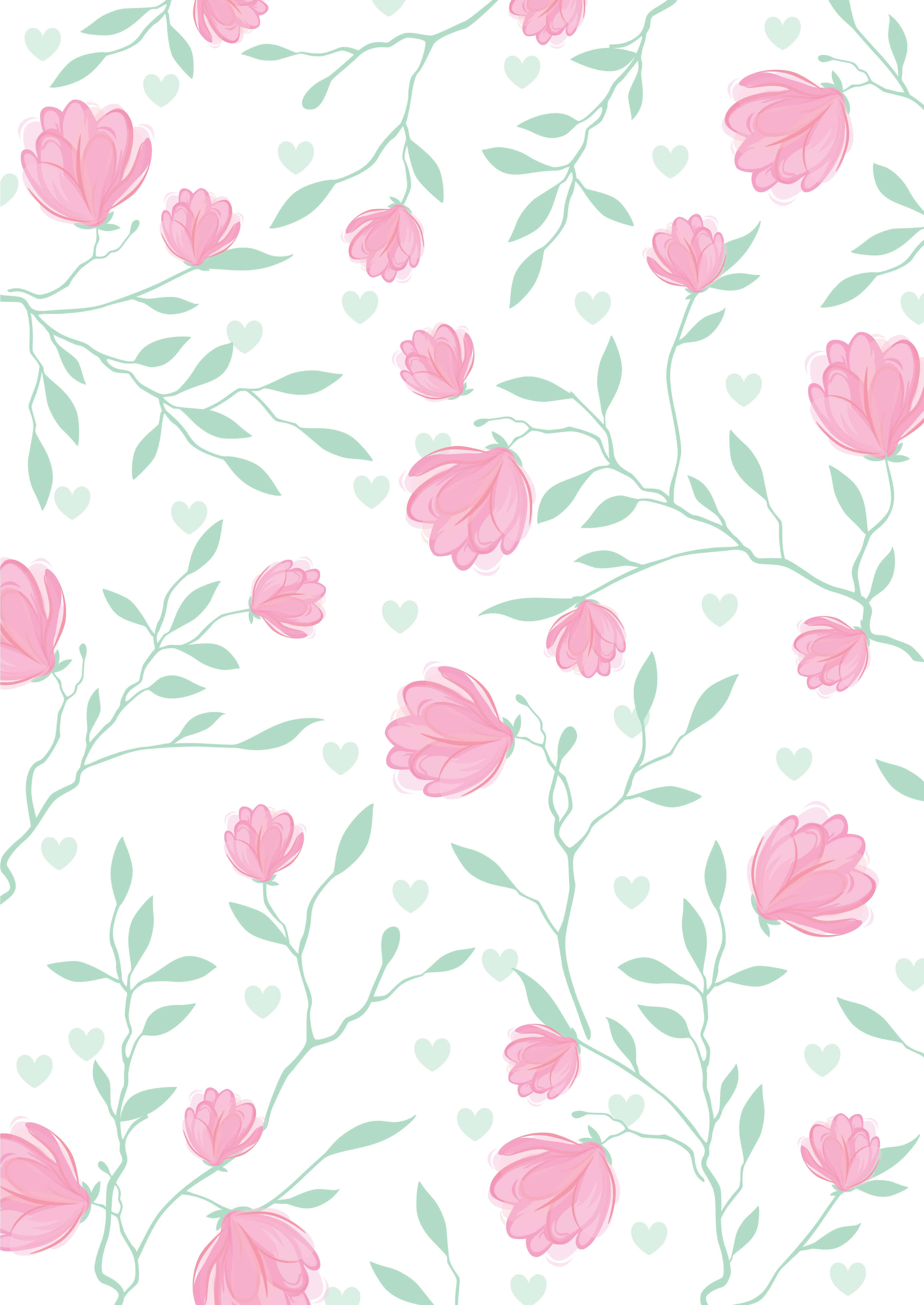floral print 3507 x 4952, Blooming Floral Print, pink tulips, 4K Phone Wallpaper
