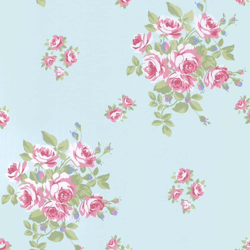 floral print, soft pink roses, green leaves, SD Desktop Wallpaper
