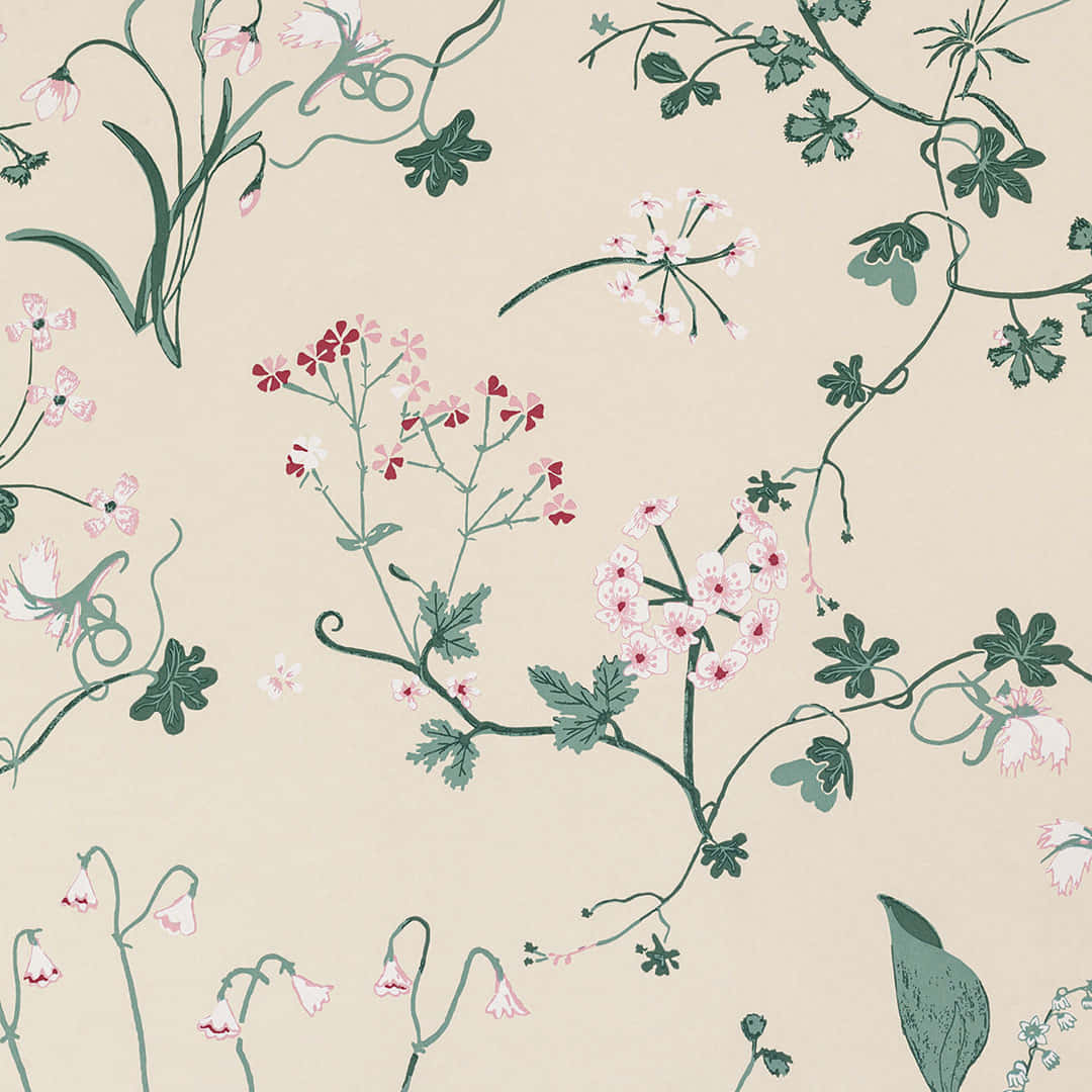 floral print, pink blossoms, green leaves, SD Desktop Wallpaper