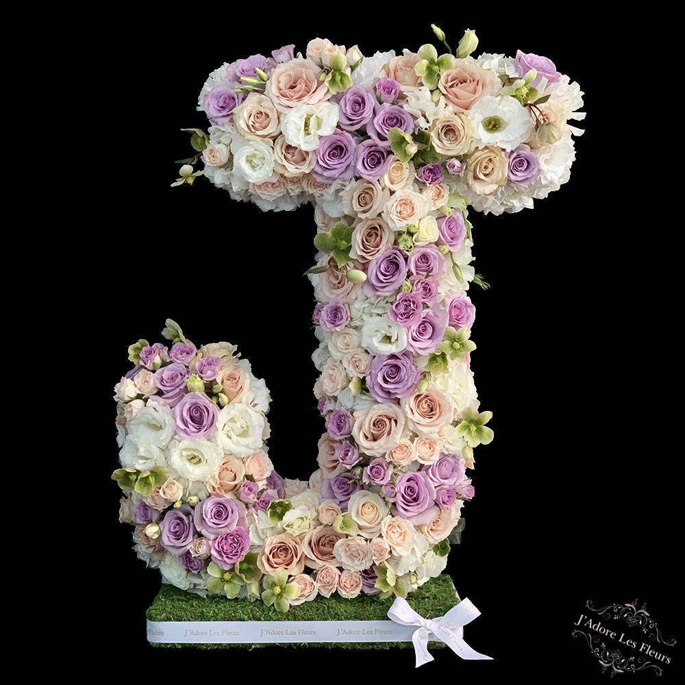 Letter J, pastel roses, hydrangeas, SD Desktop Wallpaper