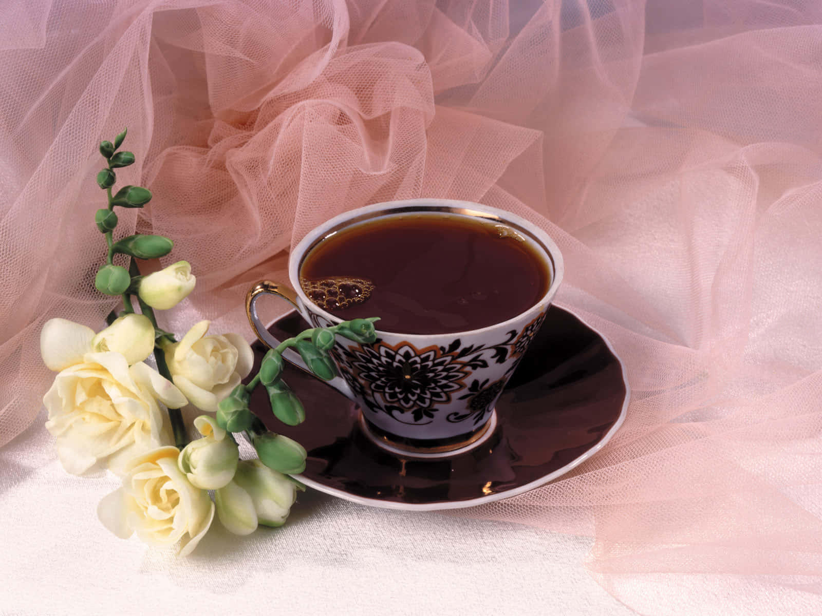 Floral Tea, teacup, dark tea, HD Desktop Wallpaper