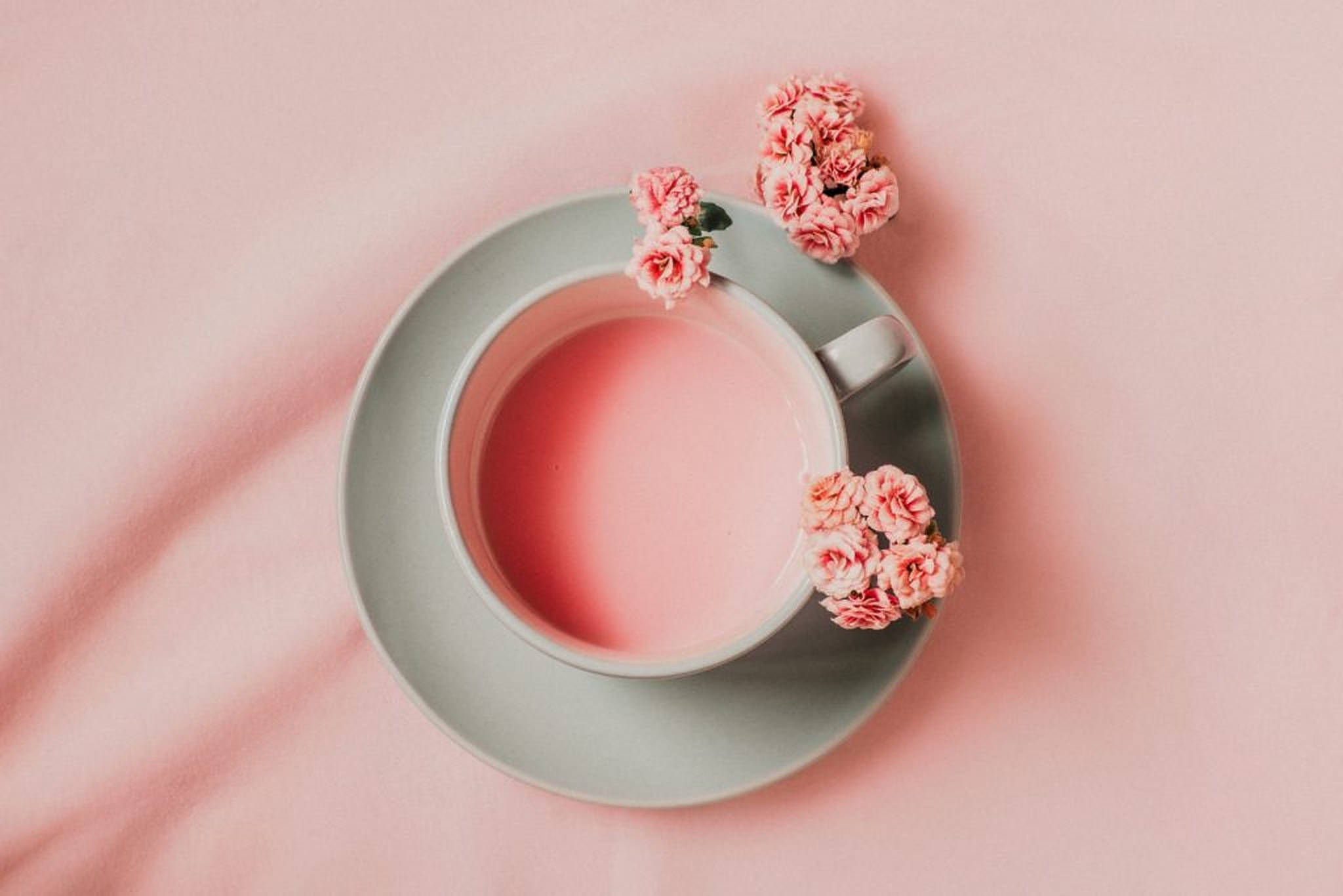 teacup, flowers, pastel background, Full HD Desktop Wallpaper