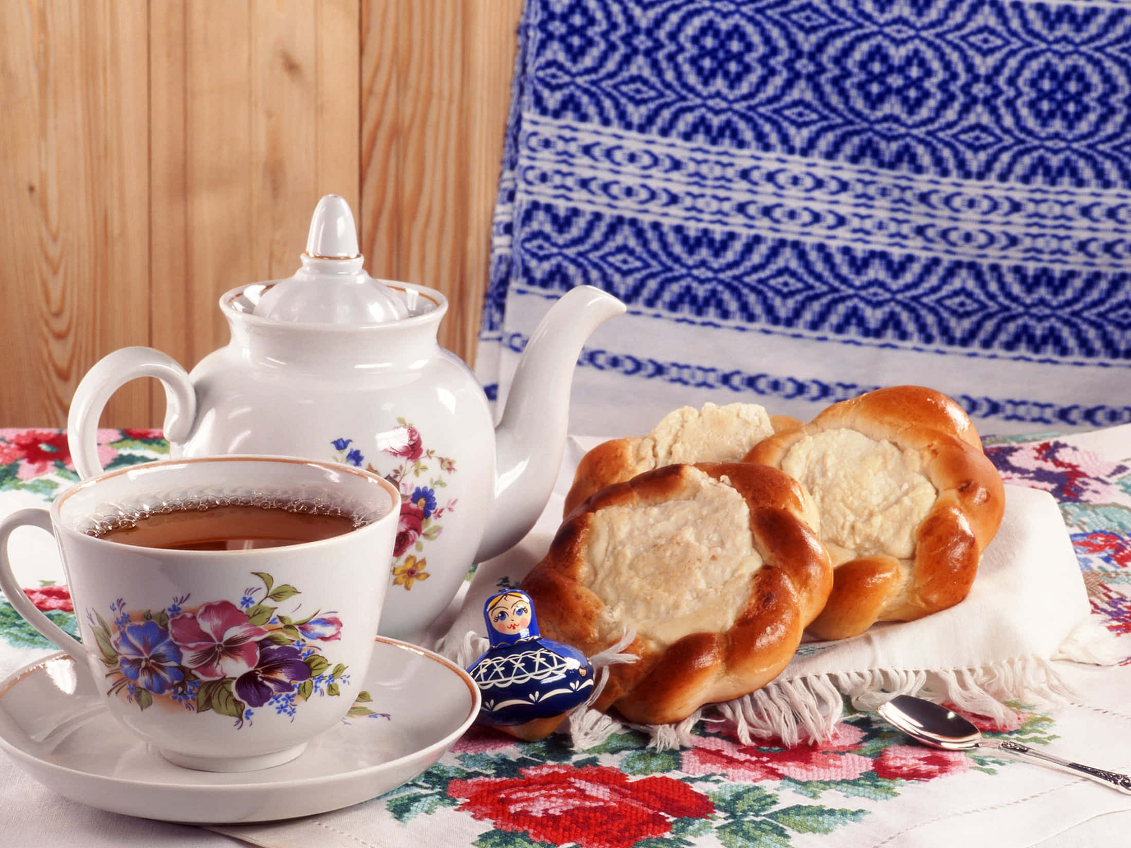Floral Tea, teacup, teapot, Full HD Desktop Wallpaper