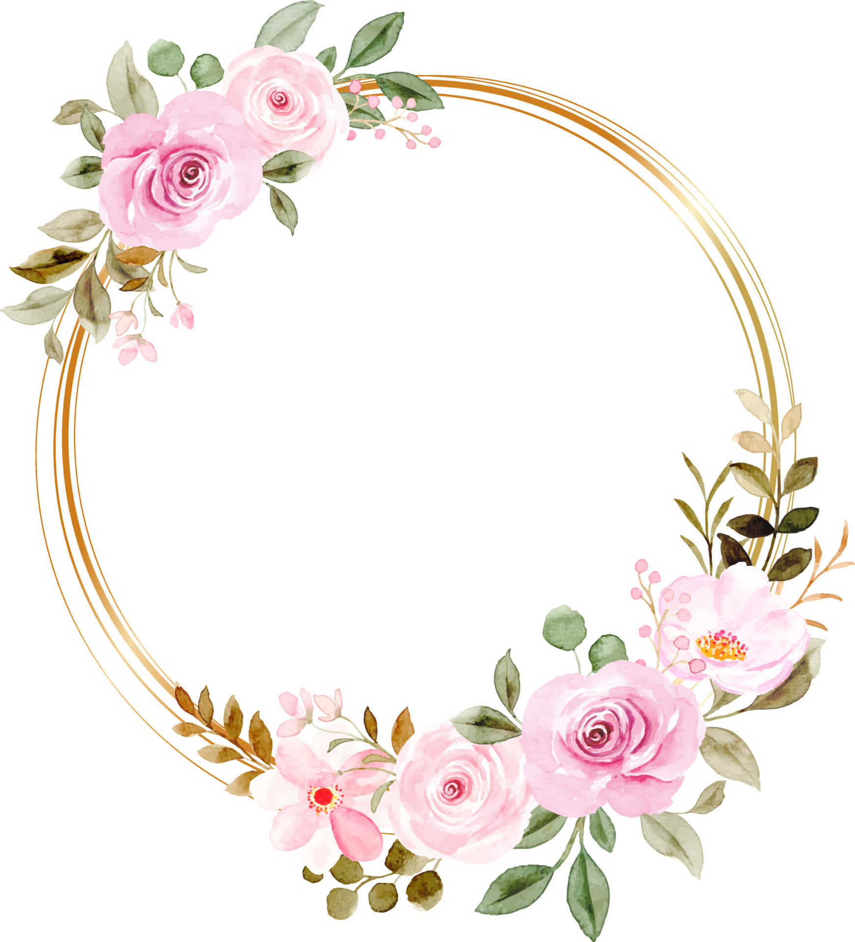 floral wreath, pink roses, green leaves, Full HD Phone Wallpaper