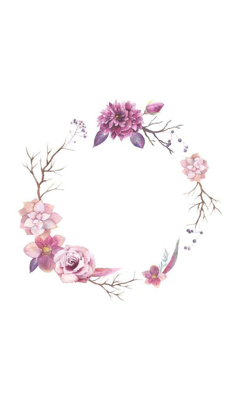 floral wreath, pink flowers, bare branches, HD Phone Wallpaper
