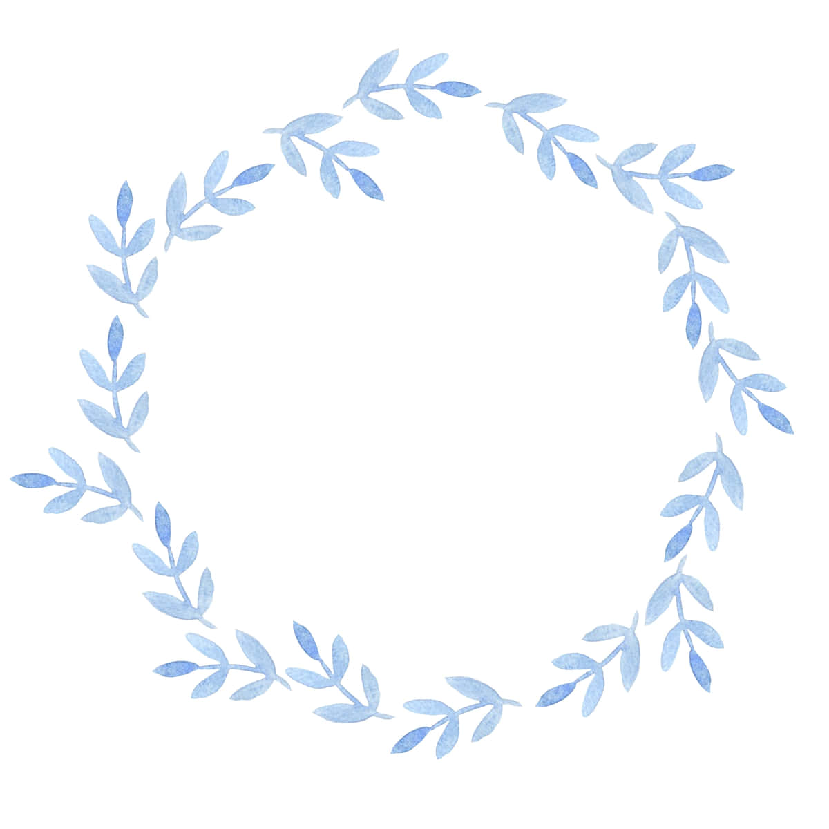 floral wreath, blue watercolor, leaves, SD Desktop Wallpaper