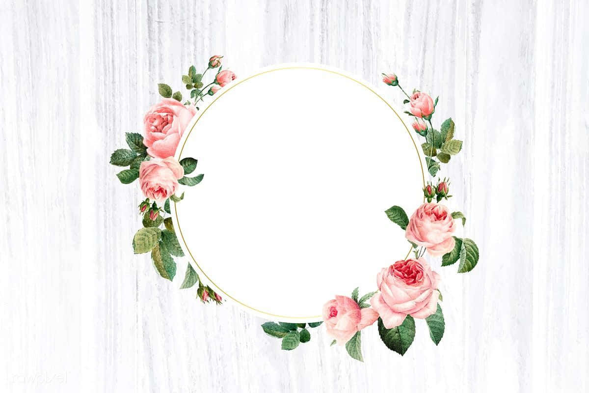 floral wreath, pink roses, green leaves, SD Desktop Wallpaper