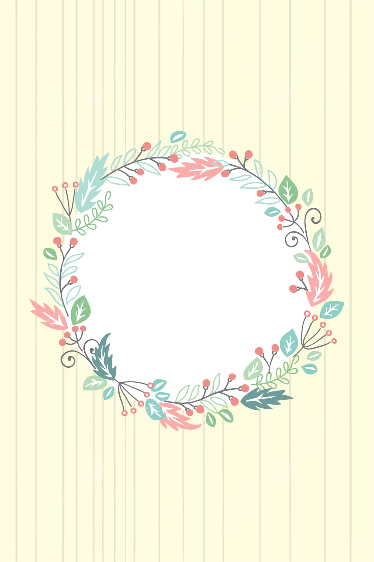 floral wreath, pink coral green, teal, HD Phone Wallpaper