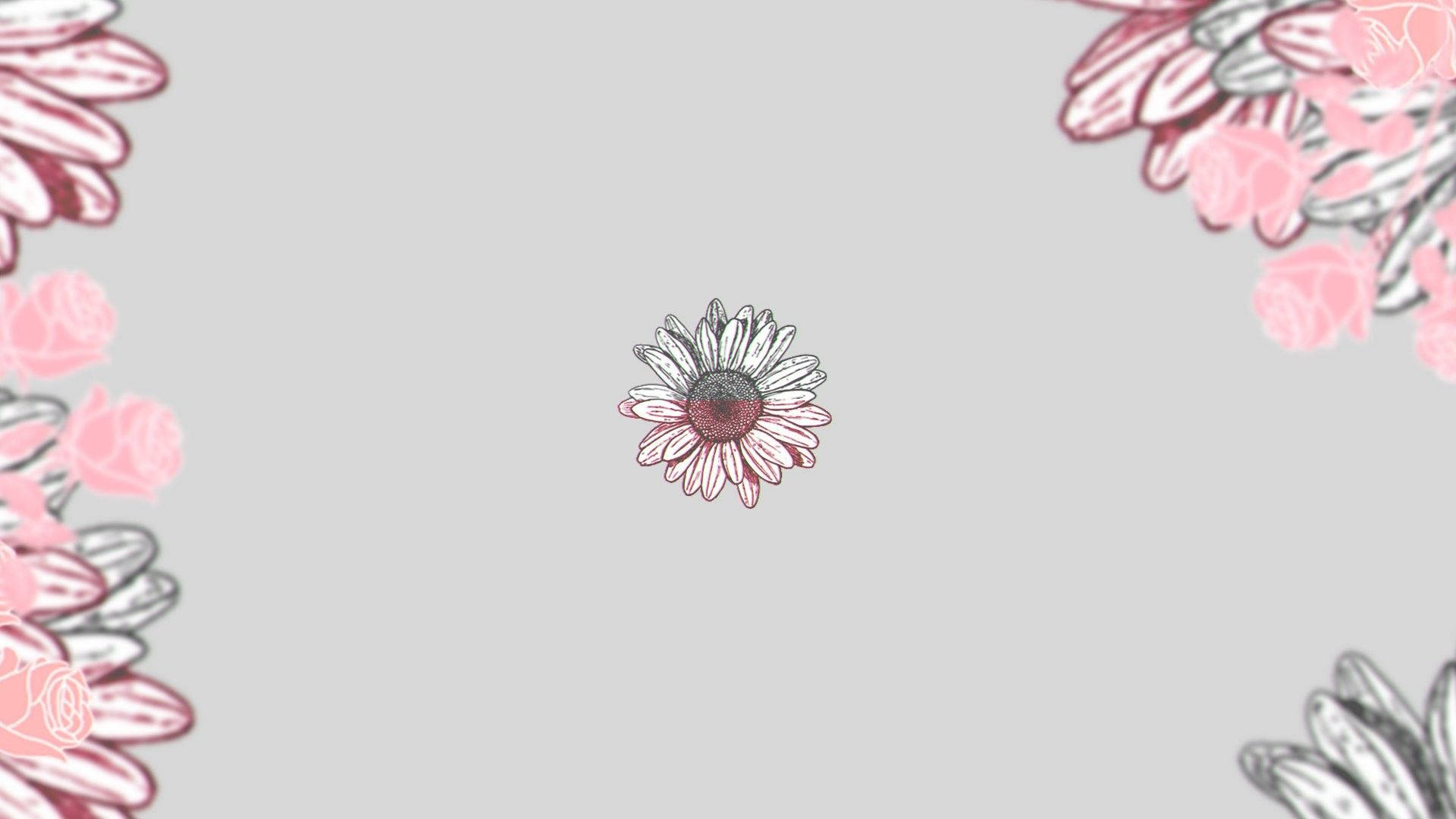 gray, pink, floral, Full HD Desktop Wallpaper
