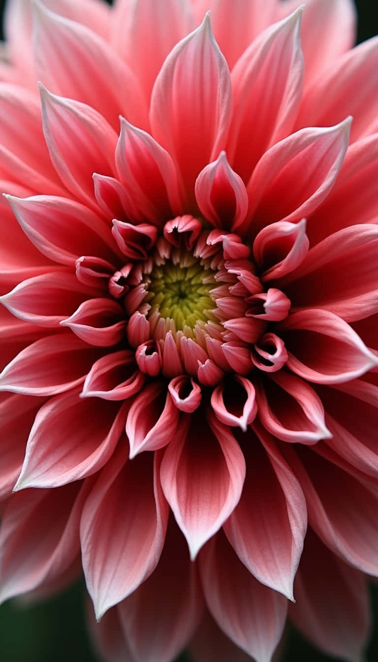 vibrant pink dahlia, layered petals, green center, HD Phone Wallpaper