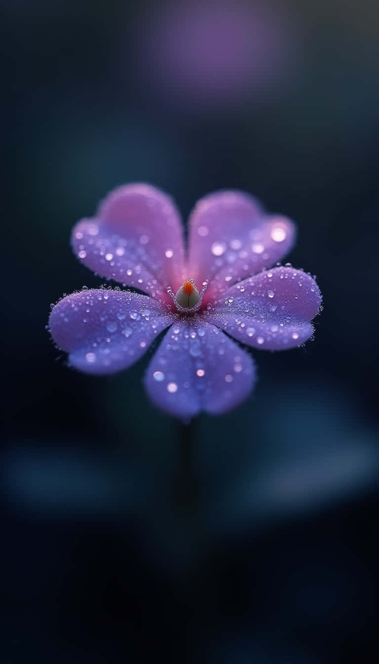 purple flower, dewdrops, dark blurred background, HD Phone Wallpaper