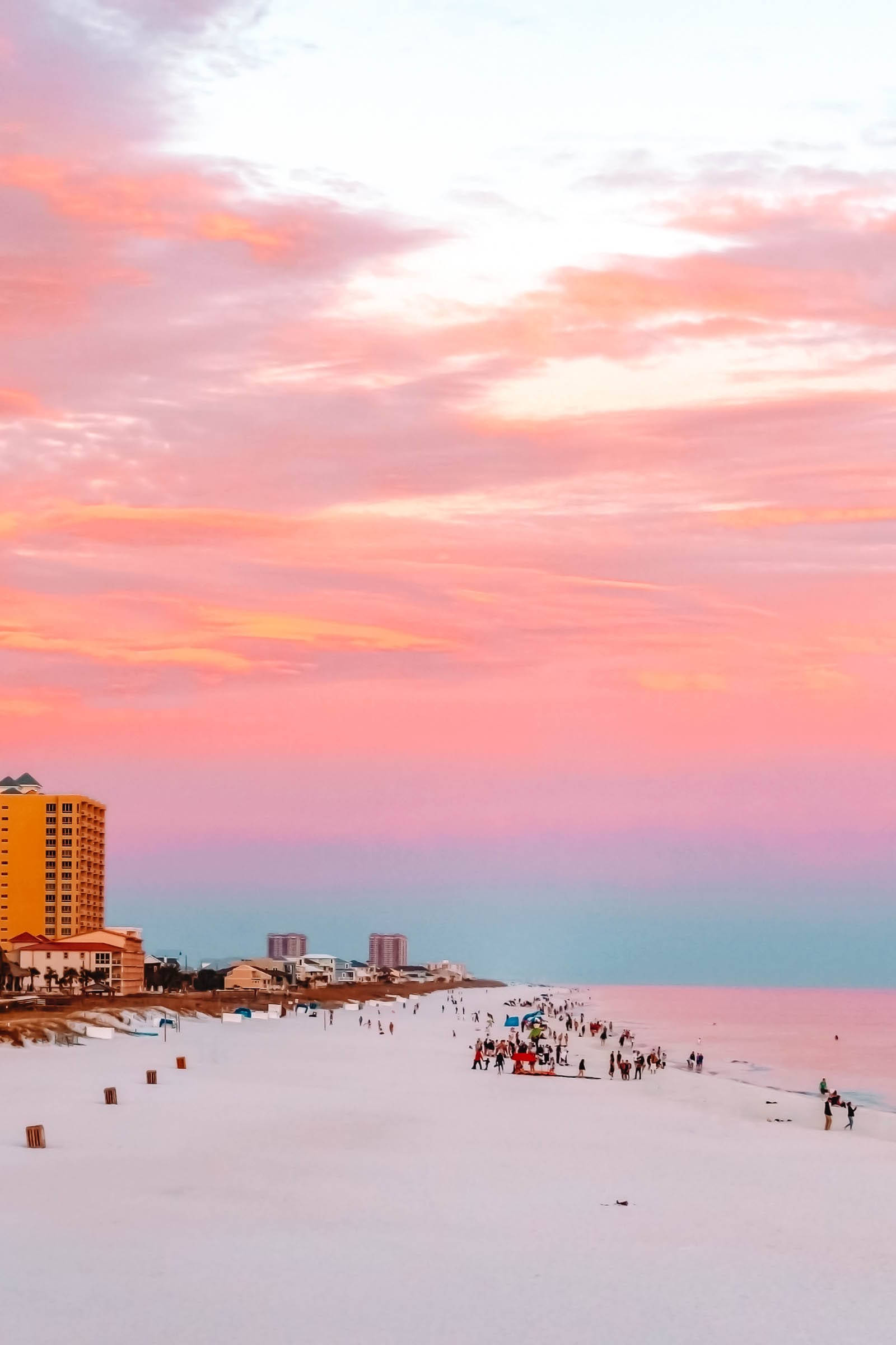 Florida Beach, rosy sky, pink and orange sunset, Full HD Phone Wallpaper