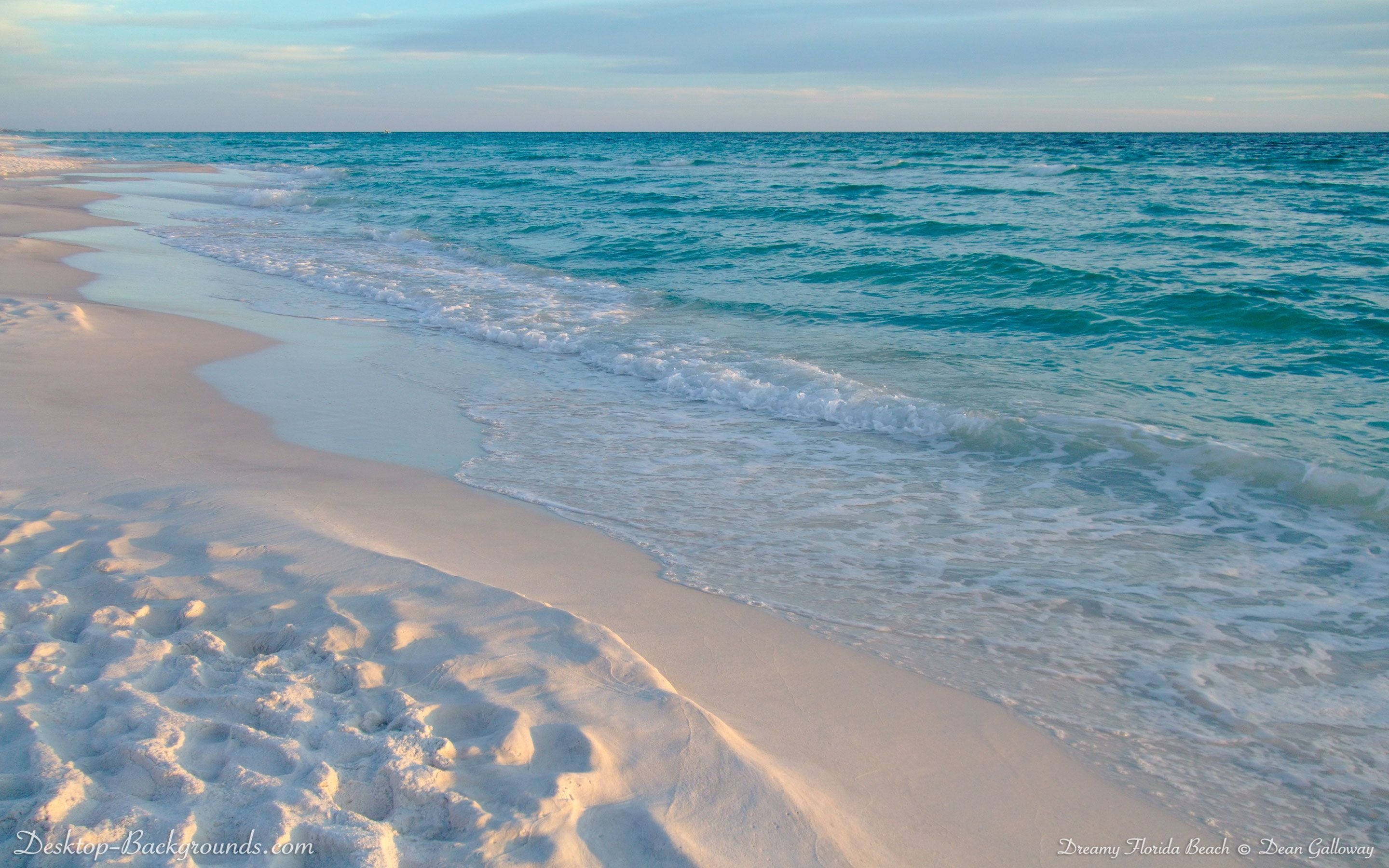 Florida Beach, charming blue sea, turquoise waves, 2K Desktop Wallpaper