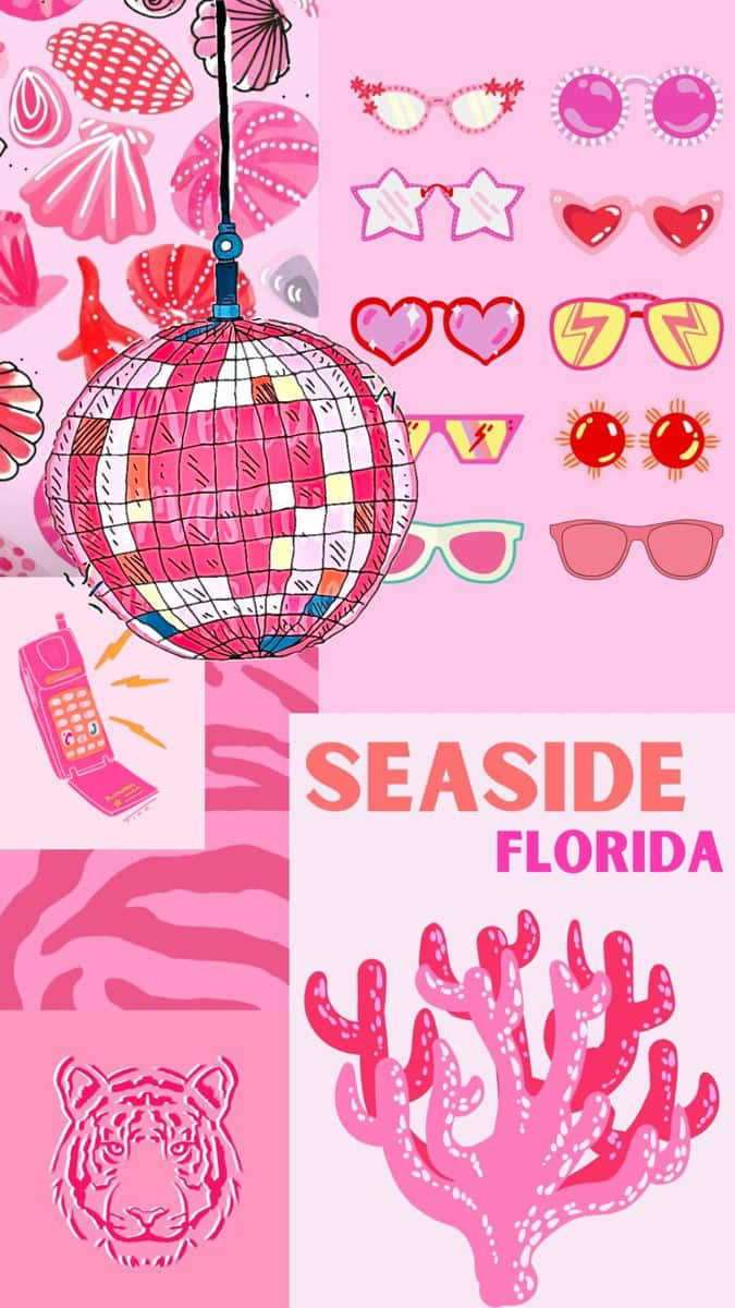 preppy pink, seaside florida, disco ball, SD Phone Wallpaper