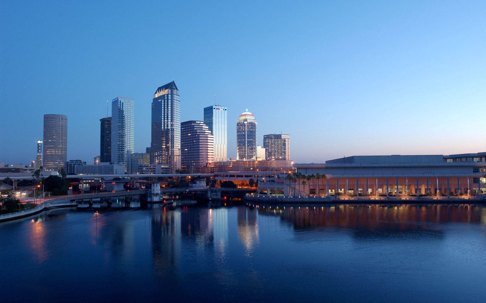 Florida, city skyline, dusk, HD Desktop Wallpaper