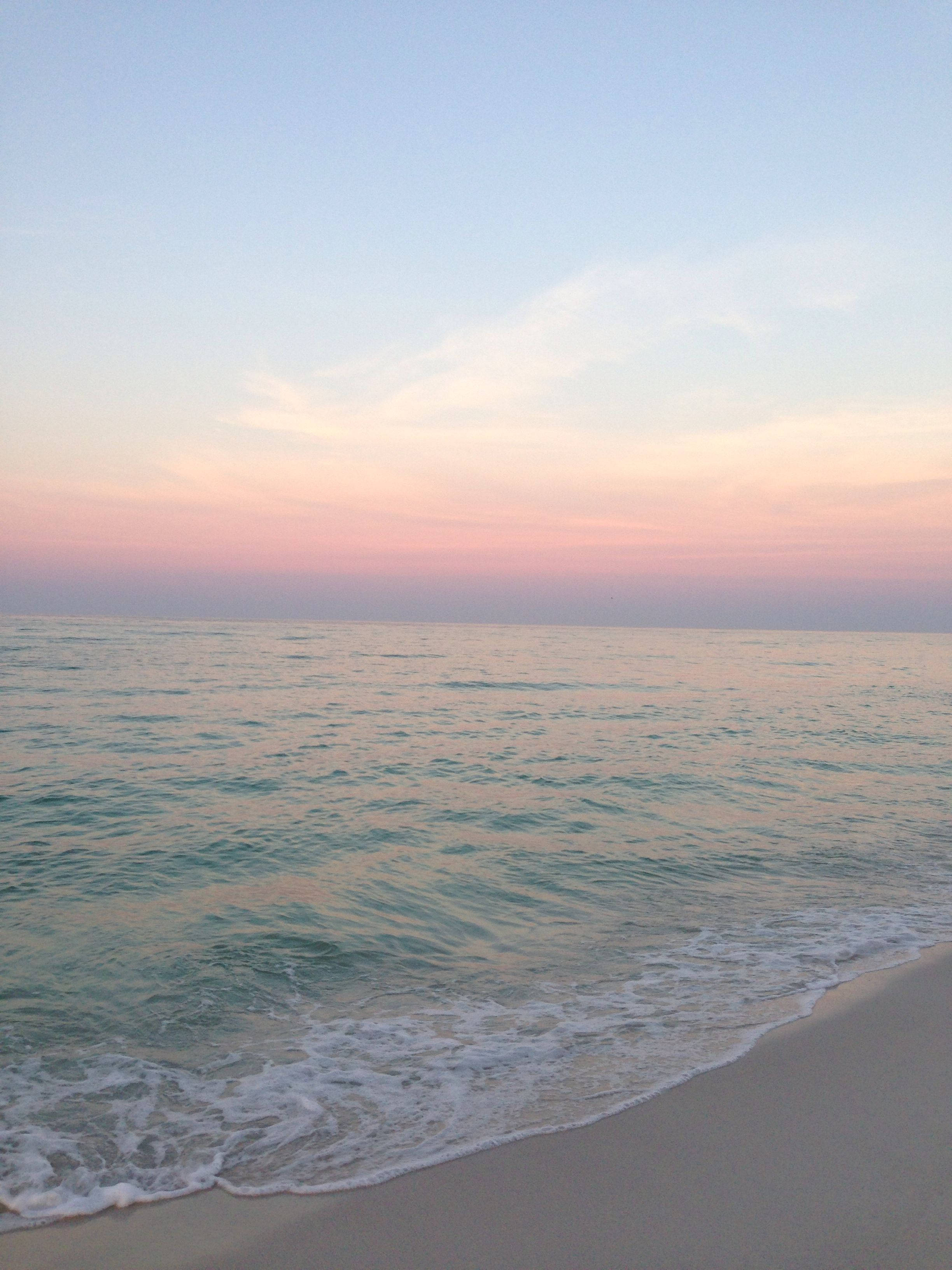pastel ocean florida, soft pink and blue sunset hues, ocean waves, 2K Phone Wallpaper