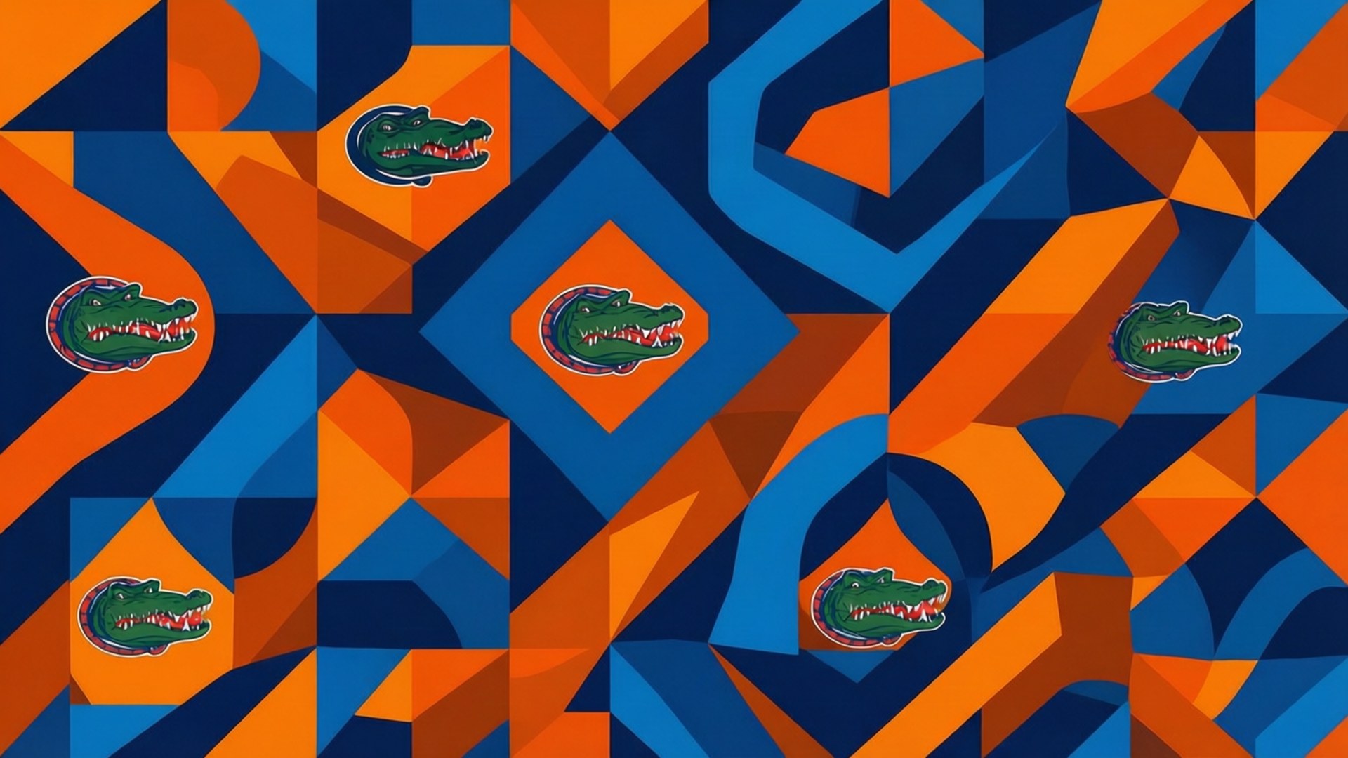 Geometric Gators, orange, blue, Full HD Desktop Wallpaper