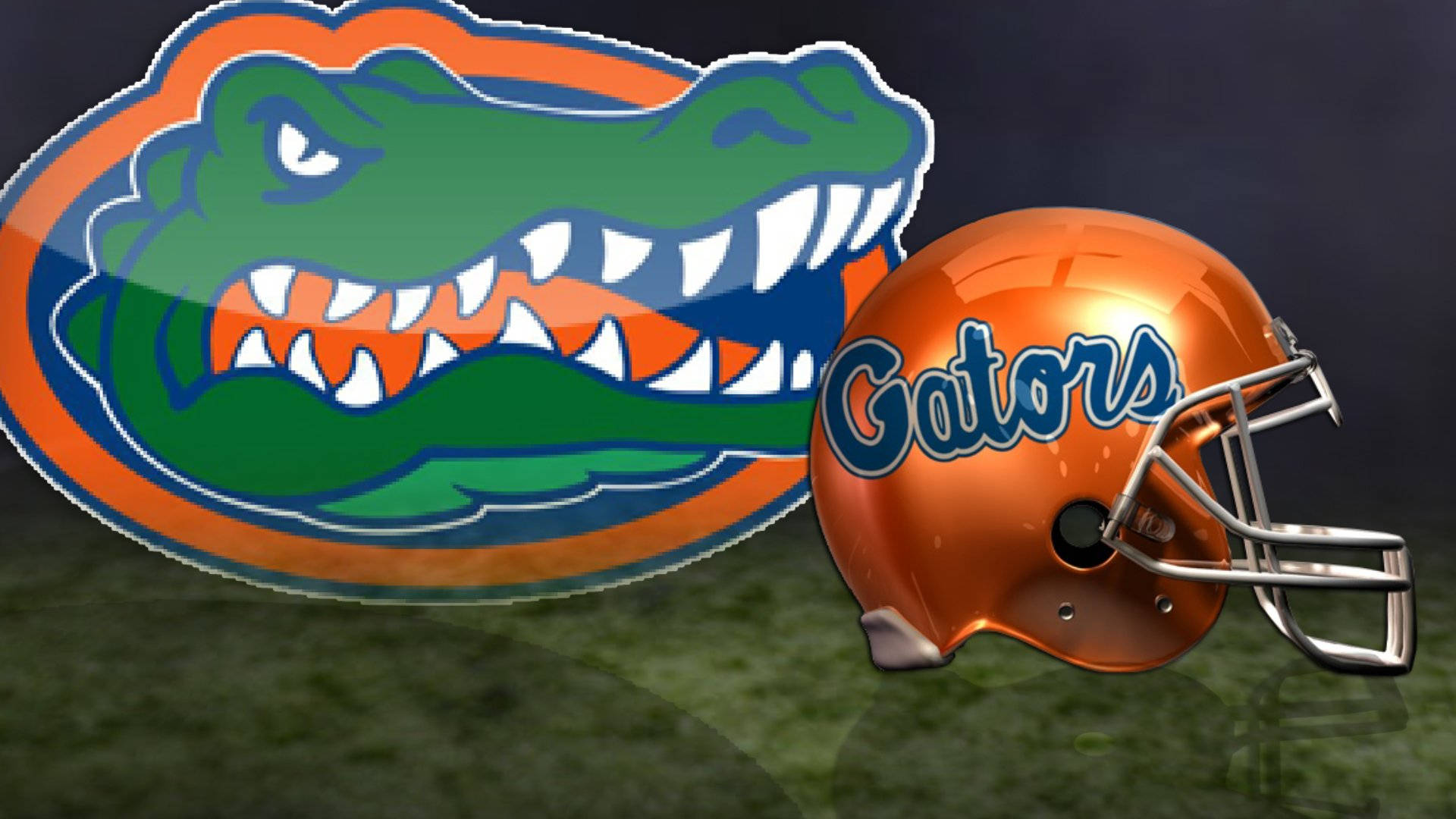 Florida Gators, glossy orange football helmet, green and orange alligator logo, Full HD Desktop Wallpaper