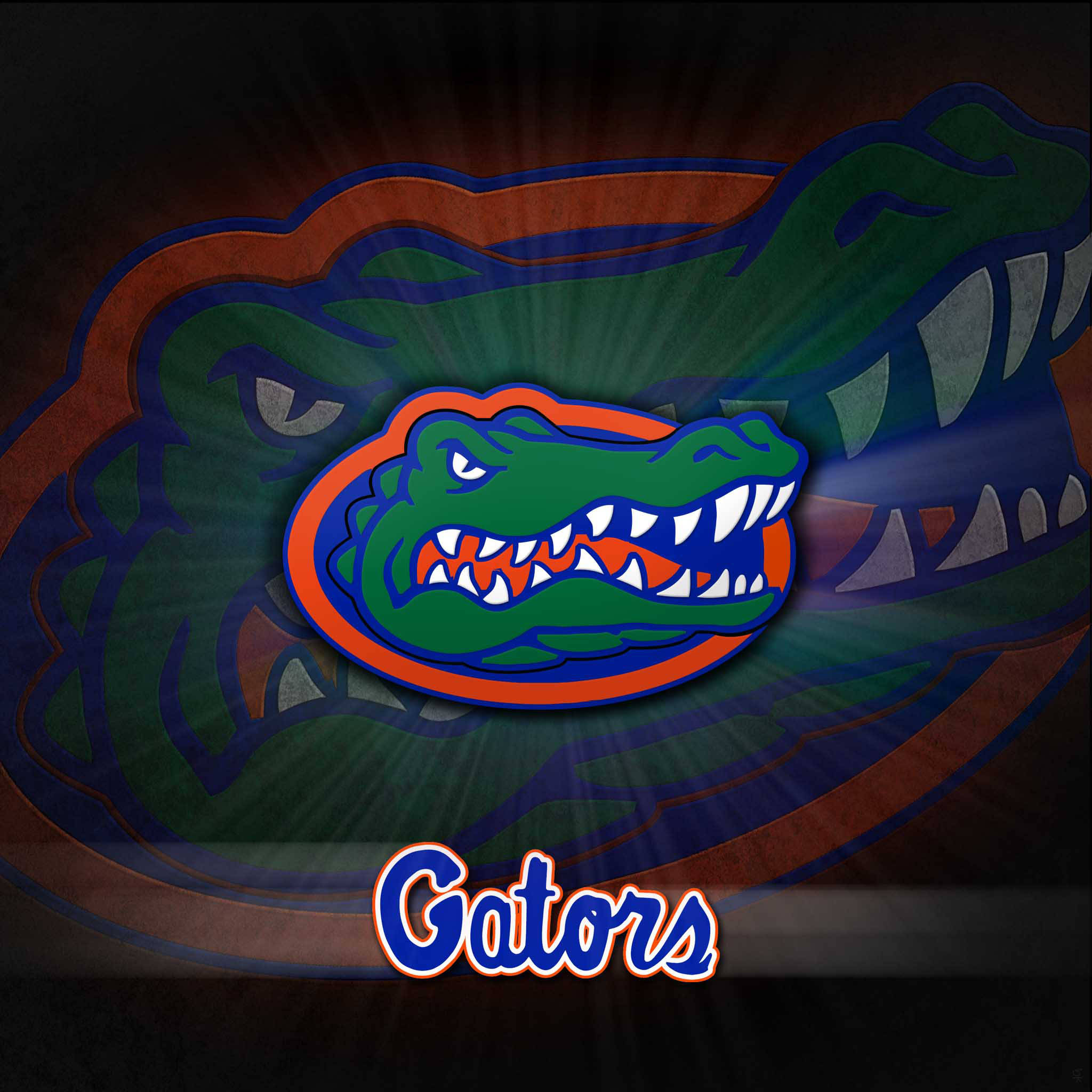 Florida Gators, green gator mascot logo, orange trim, Full HD Desktop Wallpaper