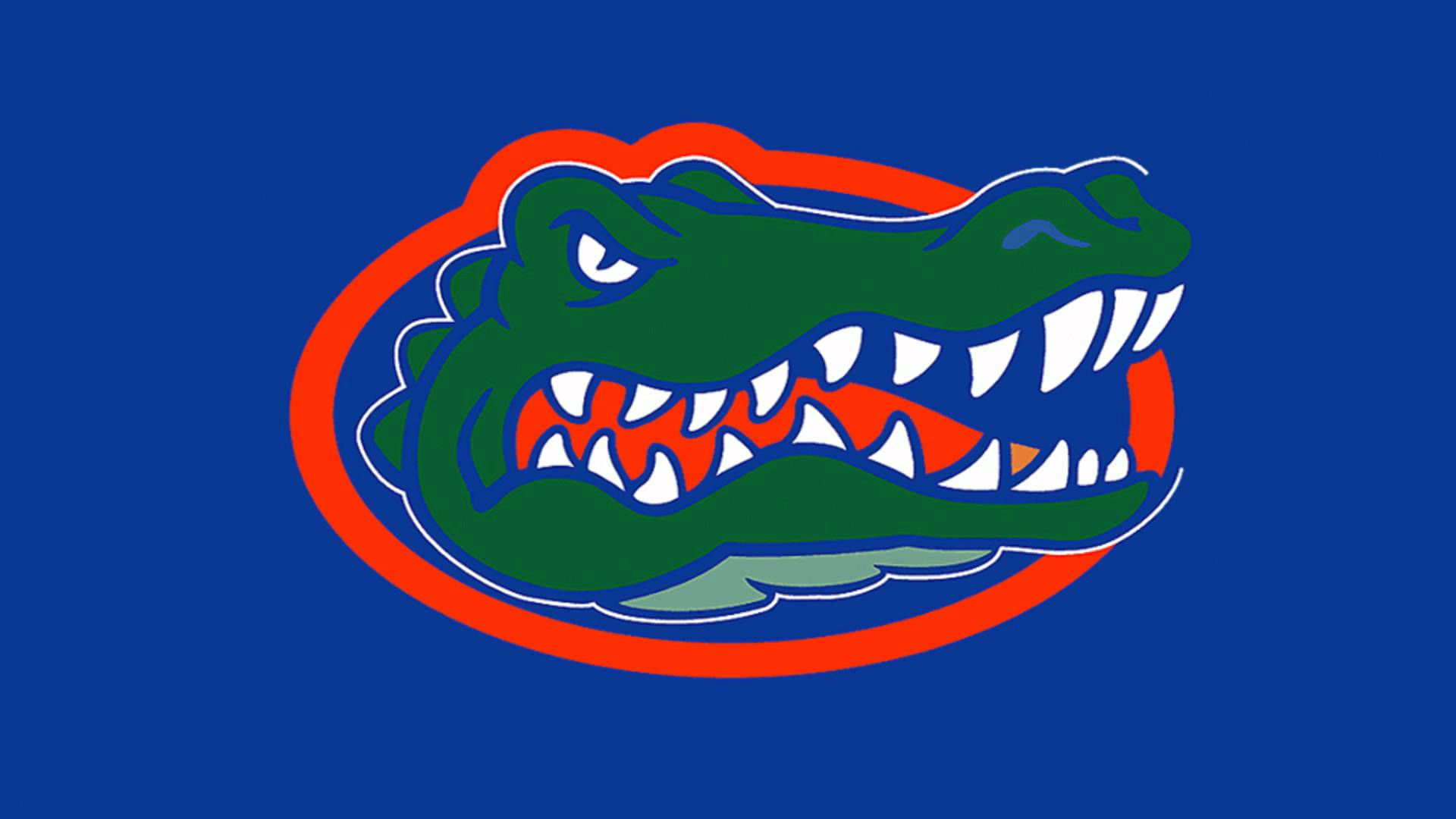 Florida Gators, blue colored logo, green alligator mascot, Full HD Desktop Wallpaper