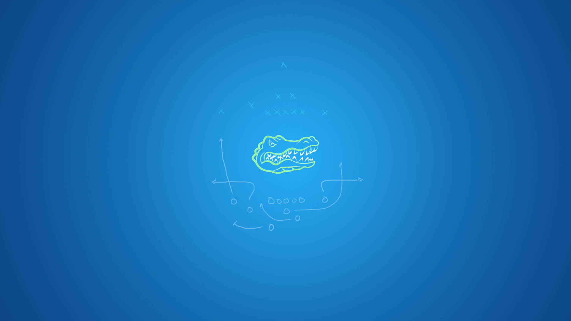 minimalist florida gators emblem, glowing green alligator head, white outline, Full HD Desktop Wallpaper