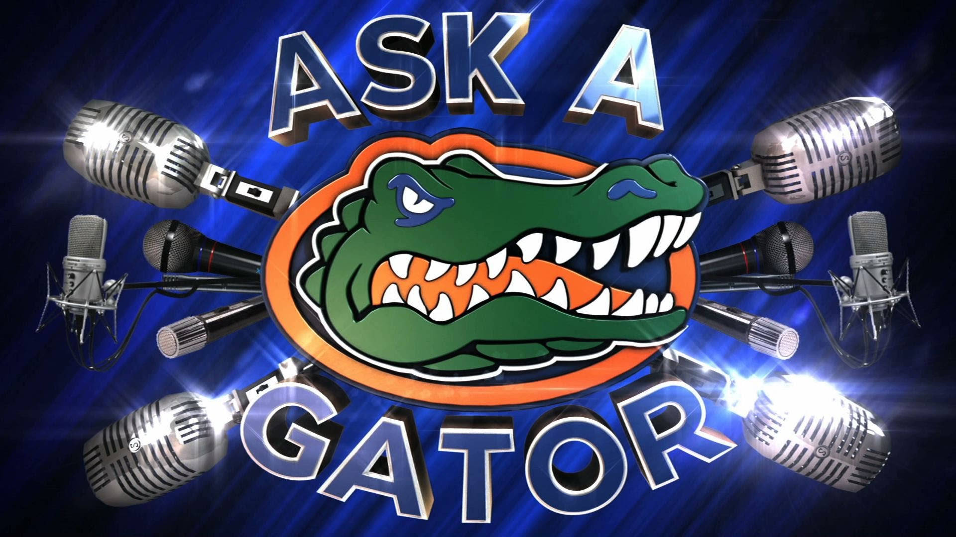 Florida Gators, green gator logo, vintage microphones, Full HD Desktop Wallpaper