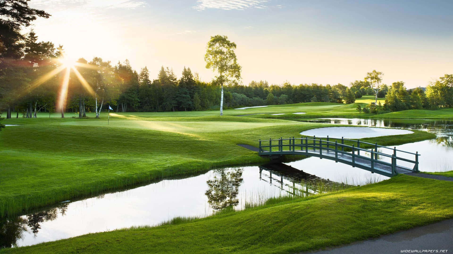 Florida Golf, golf course, wooden bridge, Full HD Desktop Wallpaper