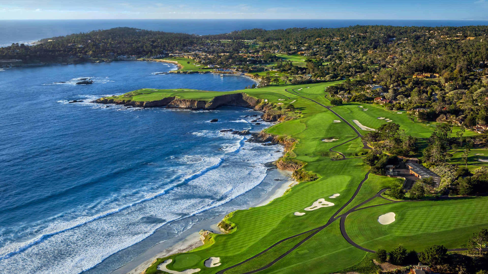 Florida Golf, lush green coastal golf course, winding fairways, Full HD Desktop Wallpaper