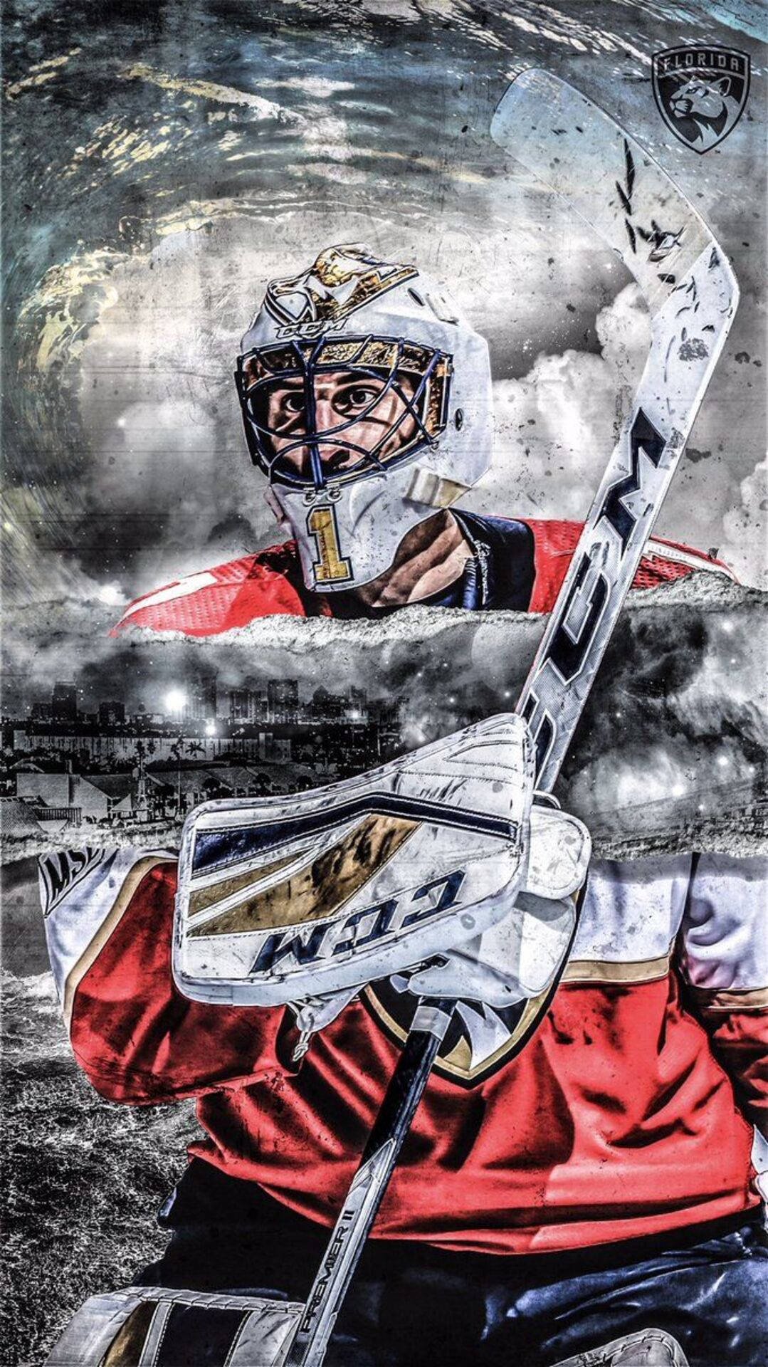Florida Panthers, hockey goalie, red and white gear, Full HD Phone Wallpaper