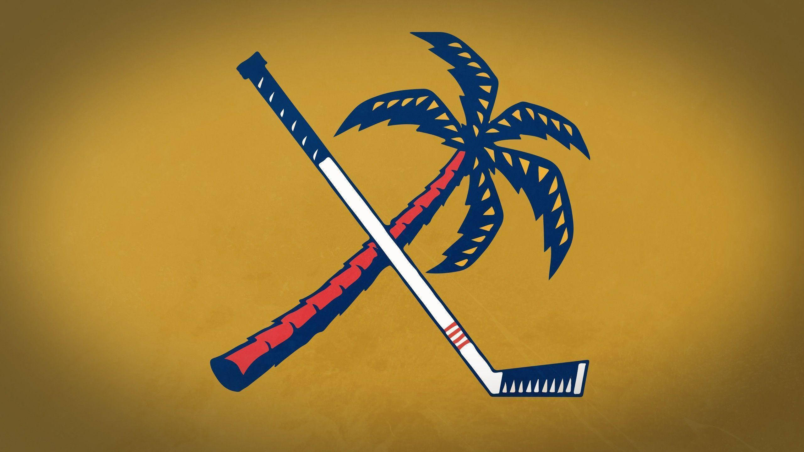 Florida Panthers, cross logo, hockey stick, 2K Desktop Wallpaper