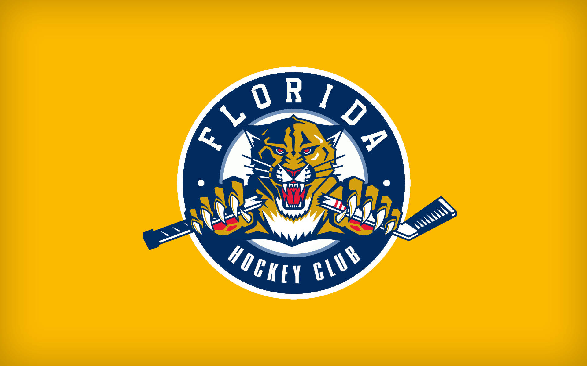 Florida Panthers, tiger mascot logo, hockey sticks, Full HD Desktop Wallpaper