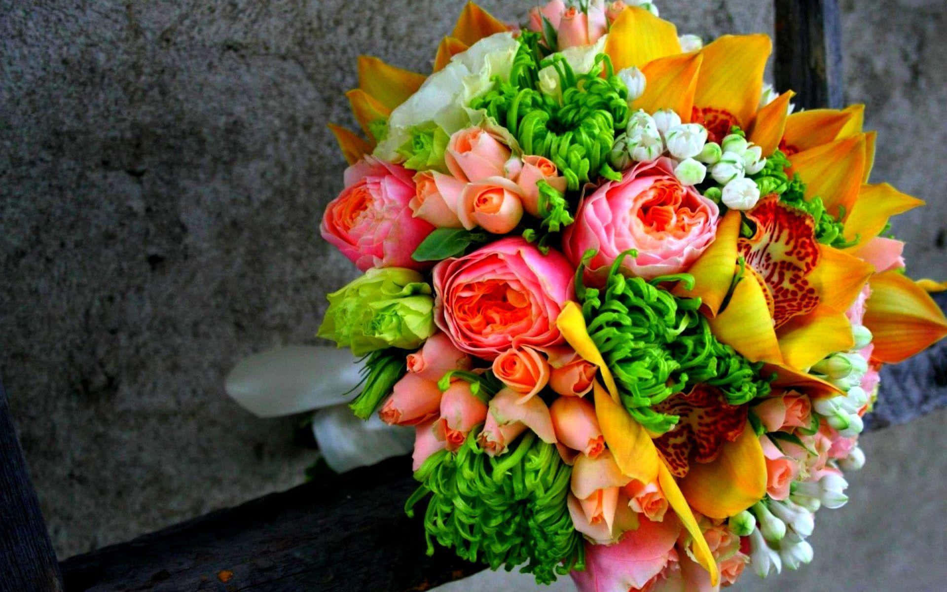 florist, pink roses, orange lilies, Full HD Desktop Wallpaper