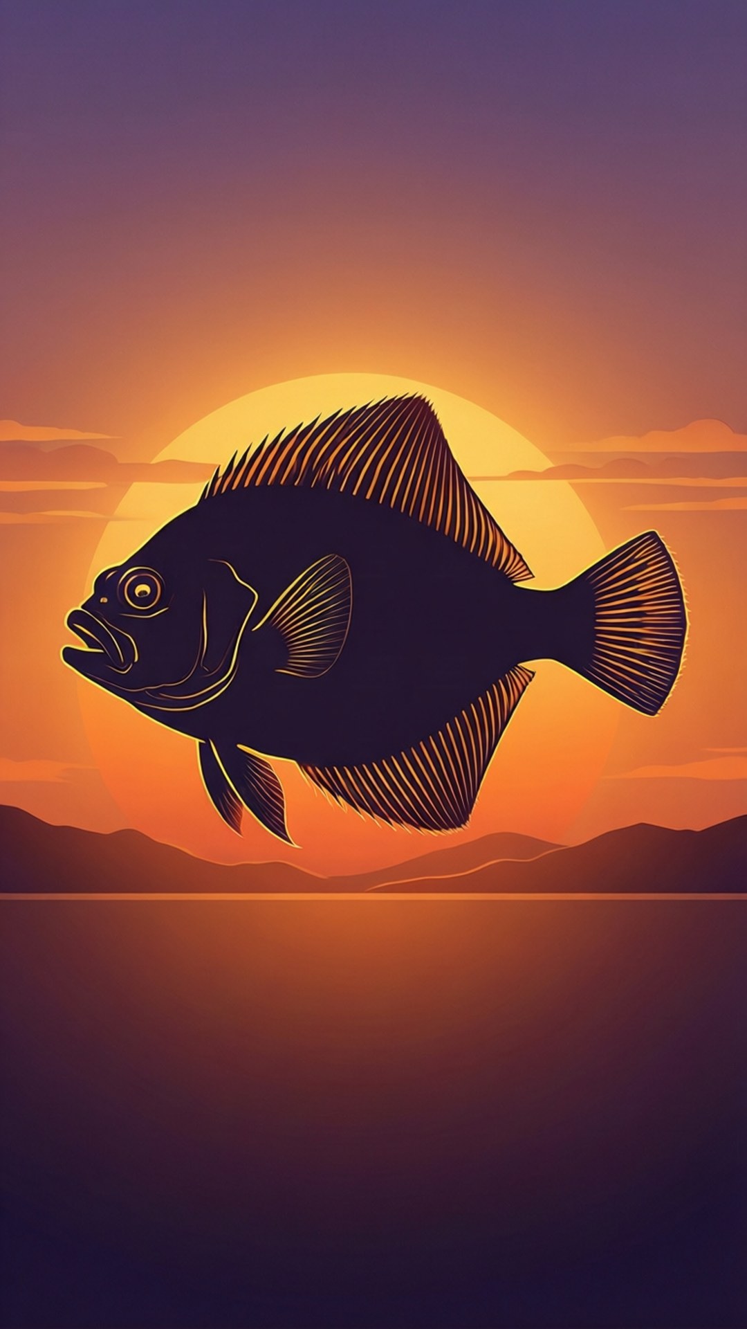 Flounder, sunset, silhouette, Full HD Phone Wallpaper