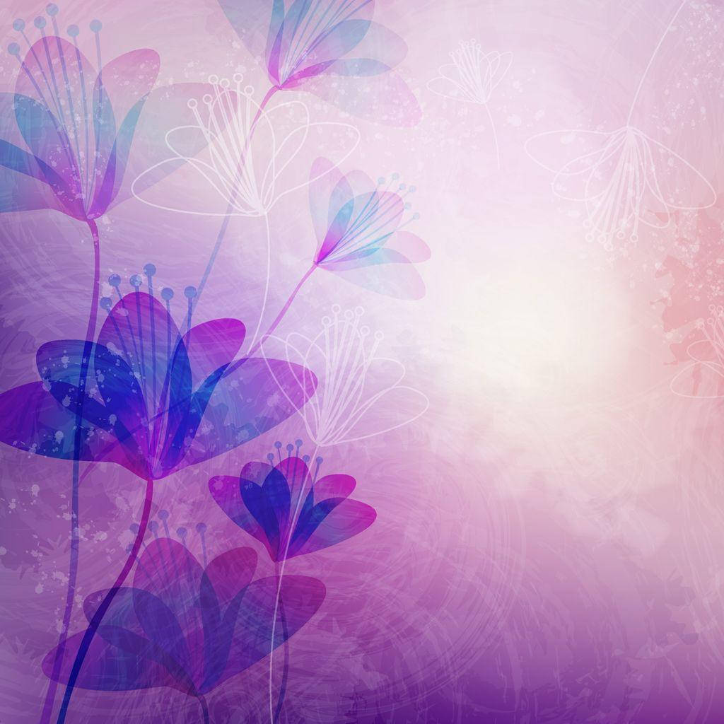purple flower, abstract floral silhouettes, purple and blue, SD Desktop Wallpaper
