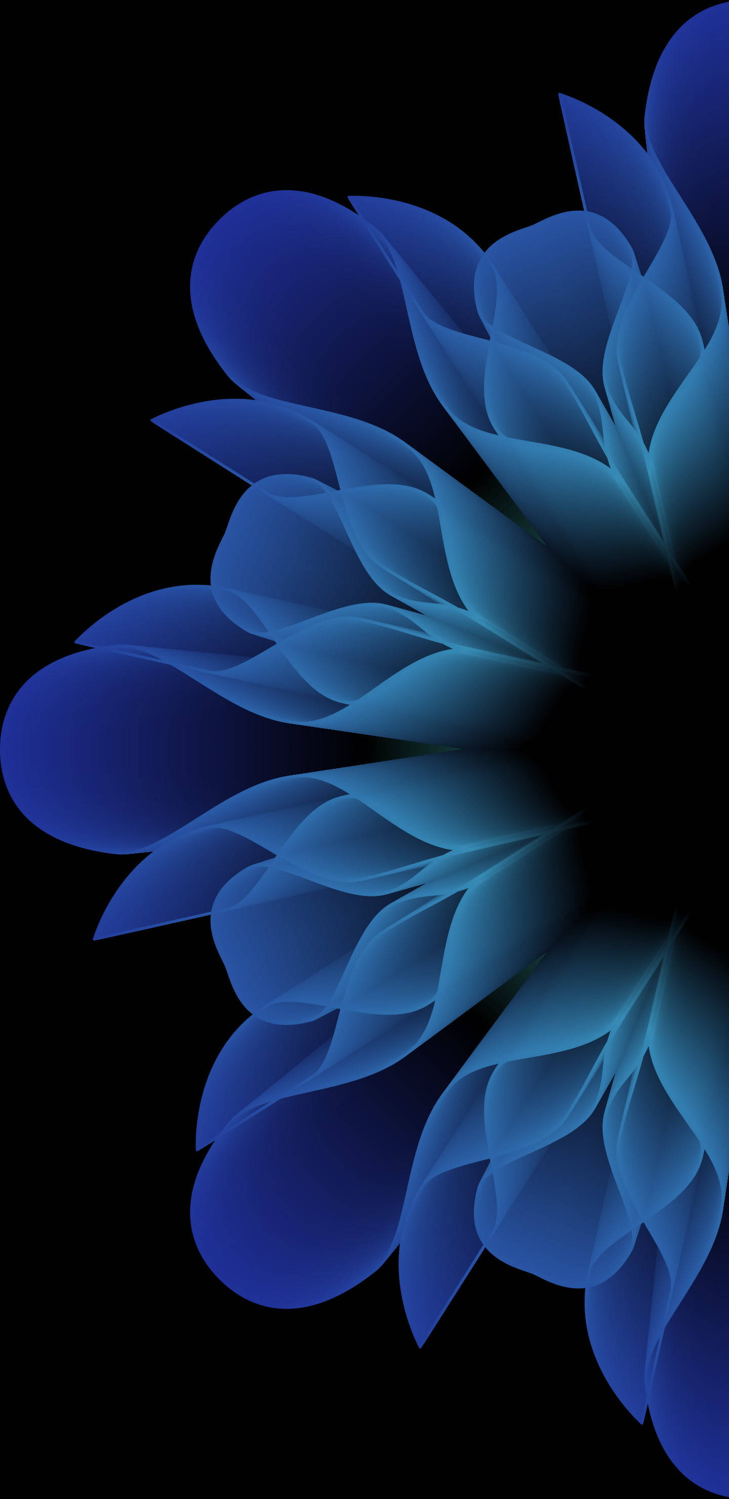 blue flower waves, 2K Amoled, stylized blue abstract flower, 2K Phone Wallpaper